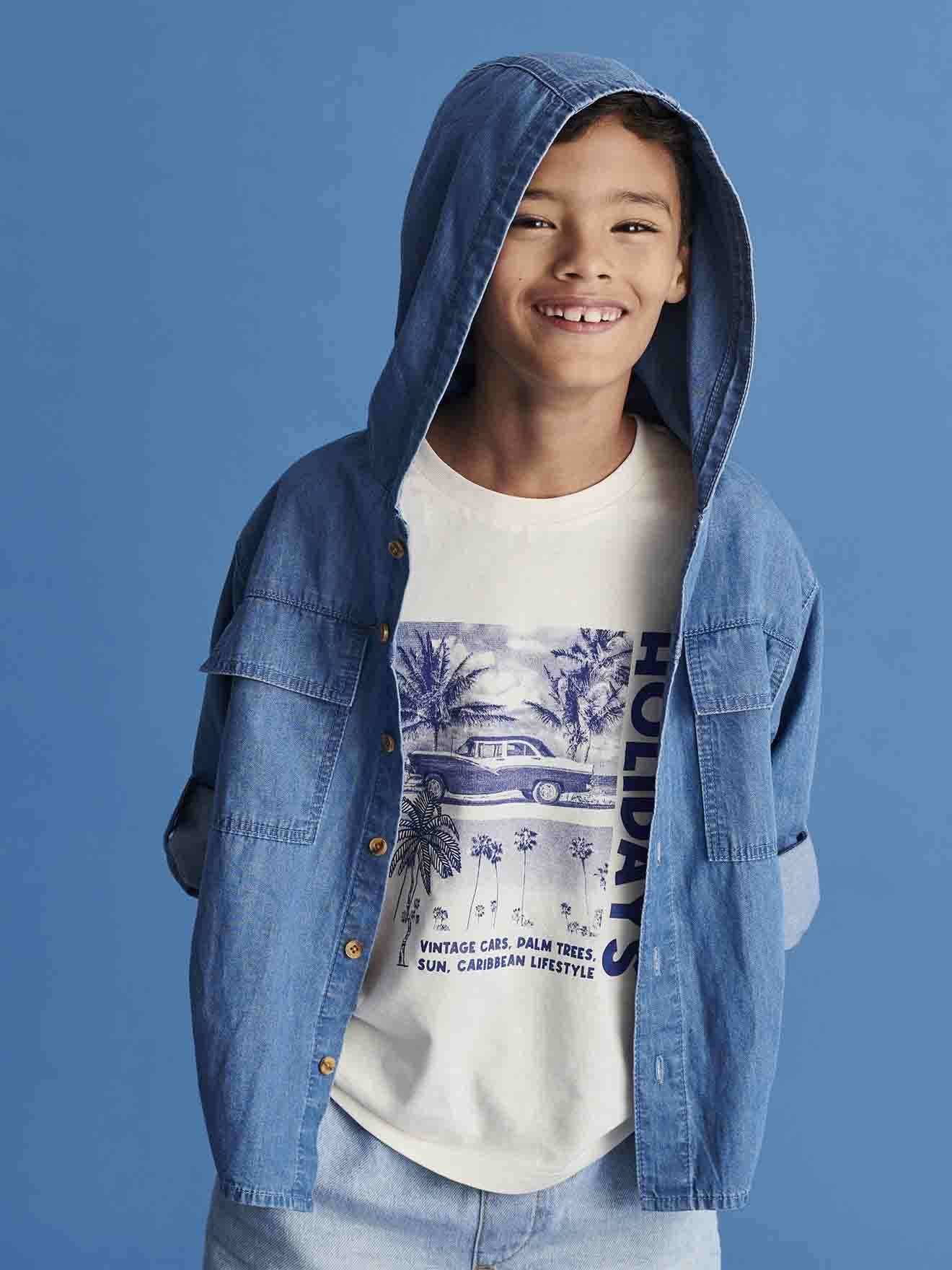 Vertbaudet Jungen T-Shirt mit Fotoprint, Recycling-Baumwolle - aqua