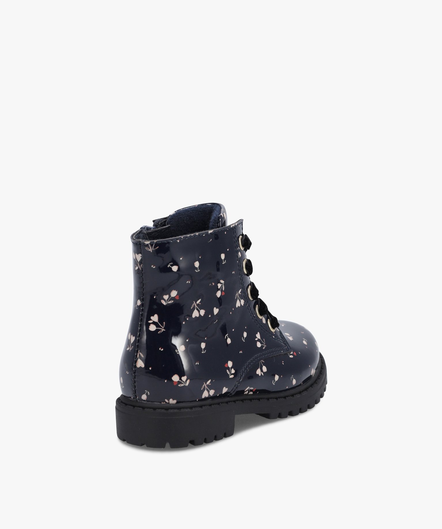 Bottines bébé fille vernies à lacets et semelle crantée marine | GEMO