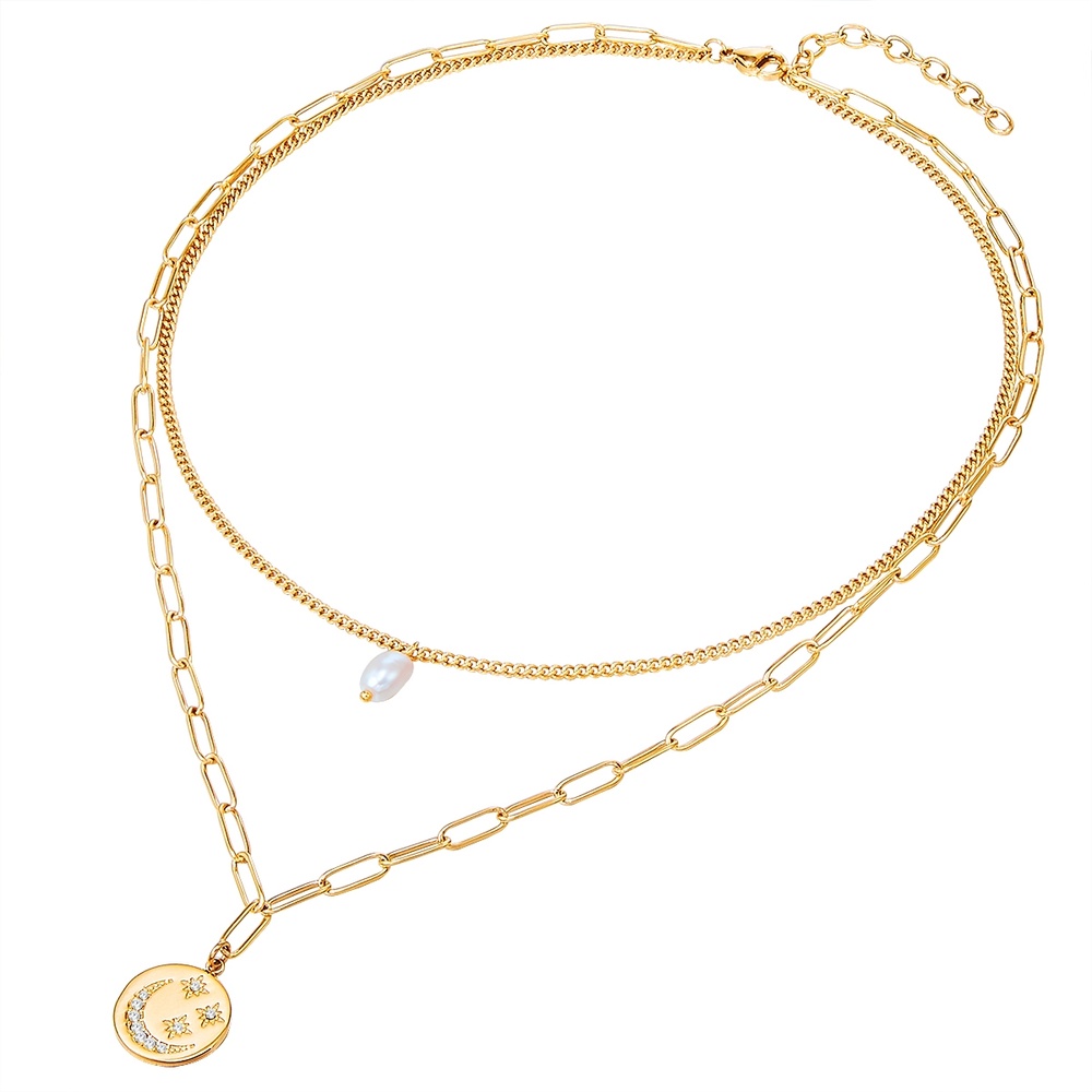 Valero Pearls Collier en acier inoxydé Acier inoxydable Preciosa Perle de culture d'eau douce e collier