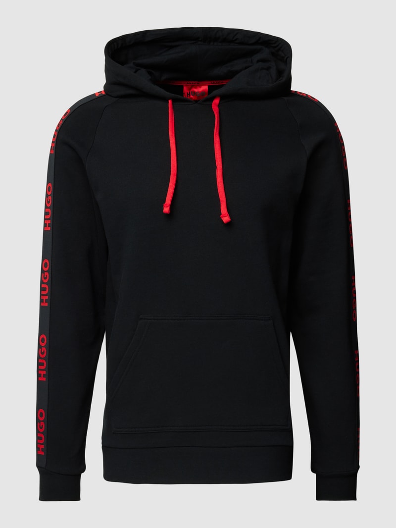 Hoodie aus Baumwolle mit Label-Details Modell 'Sporty' in schwarz