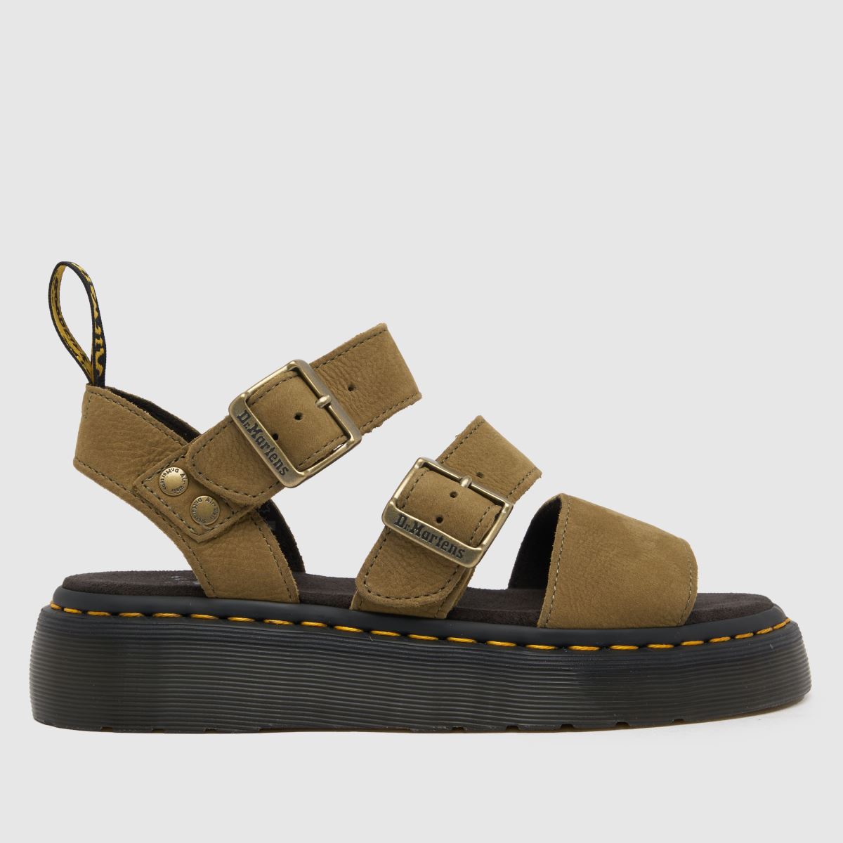 Dr Martens – Gryphon – Khakifärgade sandaler med quad-motiv