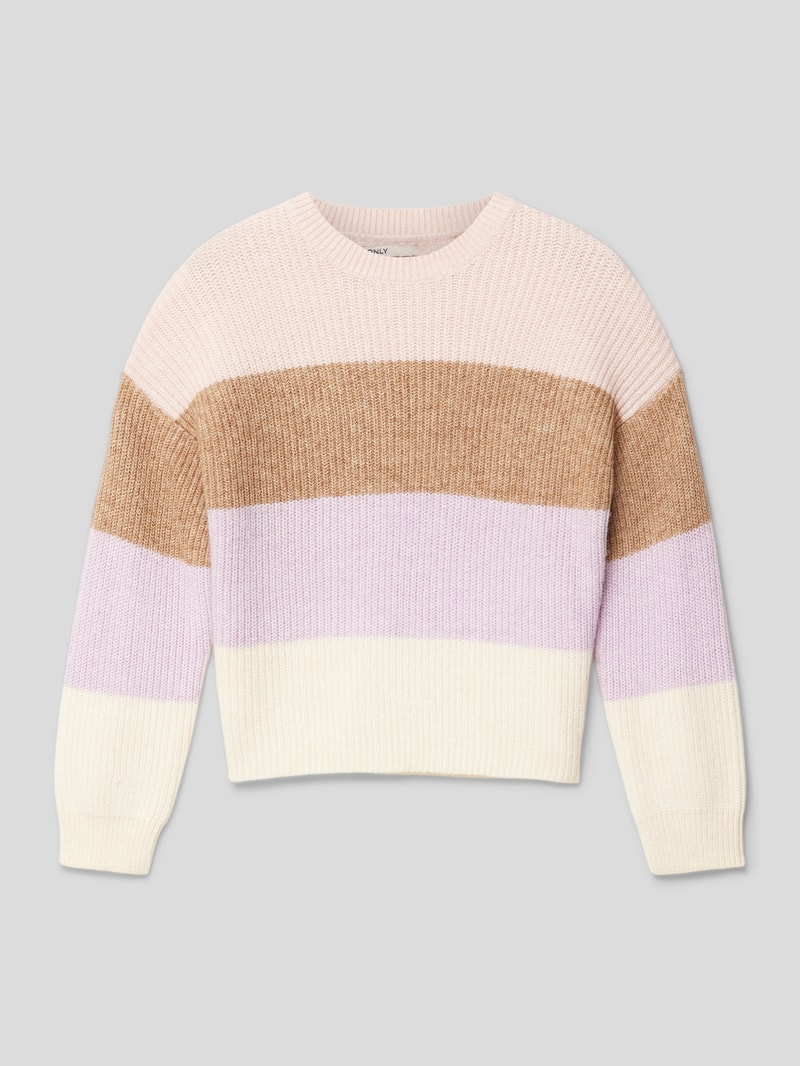 Strickpullover mit Blockstreifen Modell 'ANDY' in altrosa