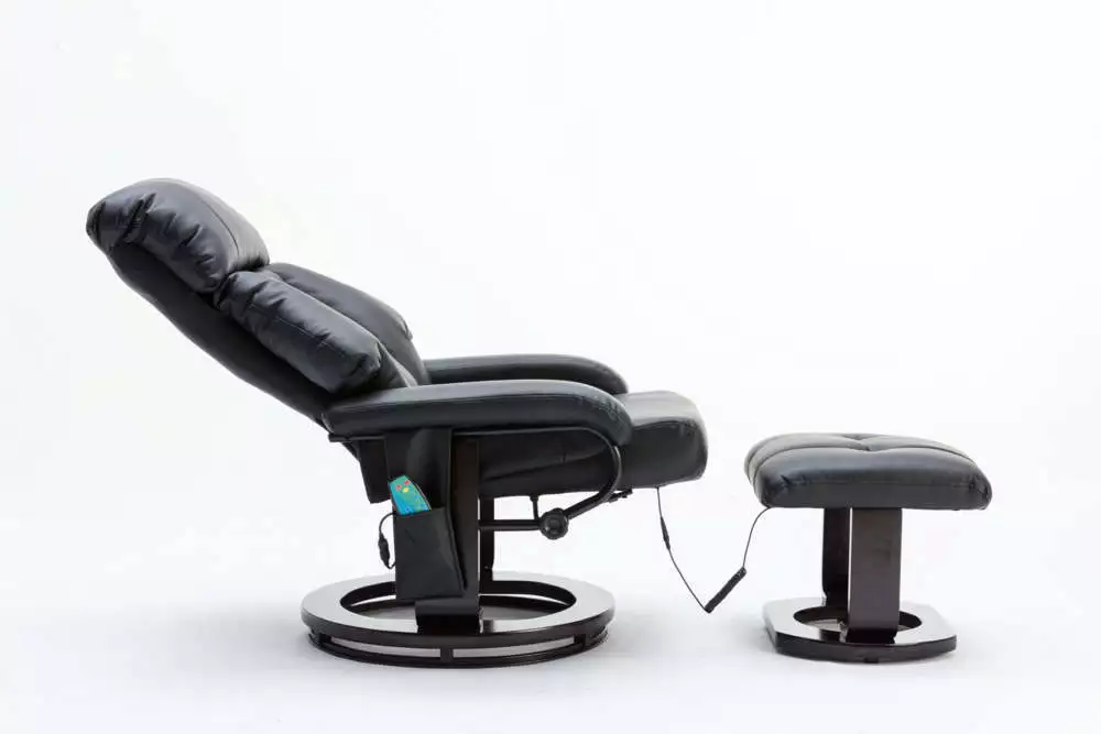 Happy Home Massagesessel mit Fußhocker & Heizfunktion schwarz