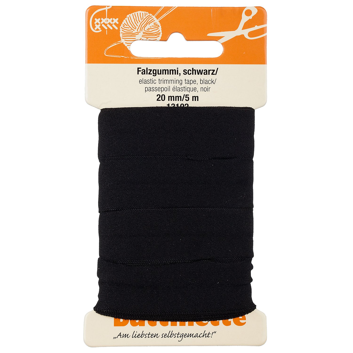 buttinette Falzgummi, schwarz, Breite: 2 cm, 5 m