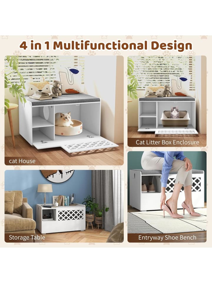 COSTWAY Katzenschrank Schuhbank 2in1 in Weiß günstig kaufen onesize