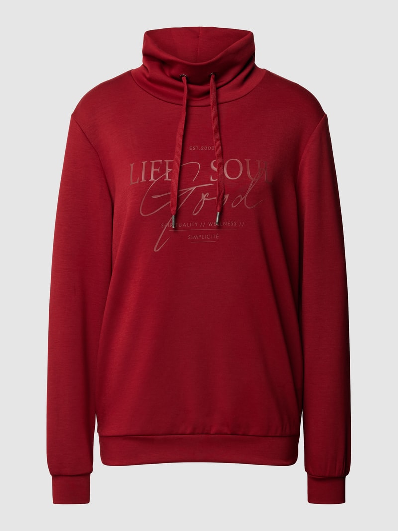 Sweatshirt mit Stehkragen und Tunnelzug Modell 'BANU' in bordeaux rot
