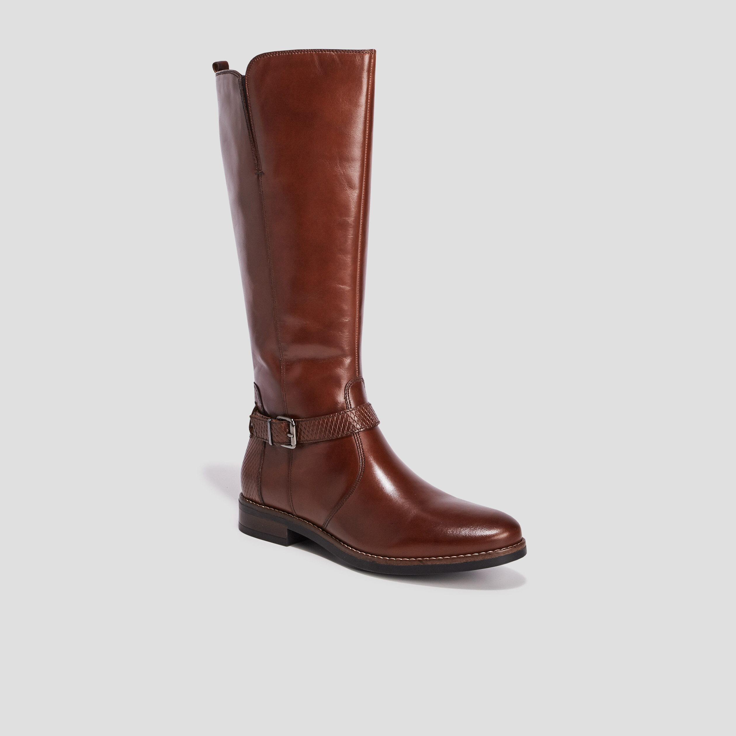 Bottes en cuir avec brides marron femme | La Halle