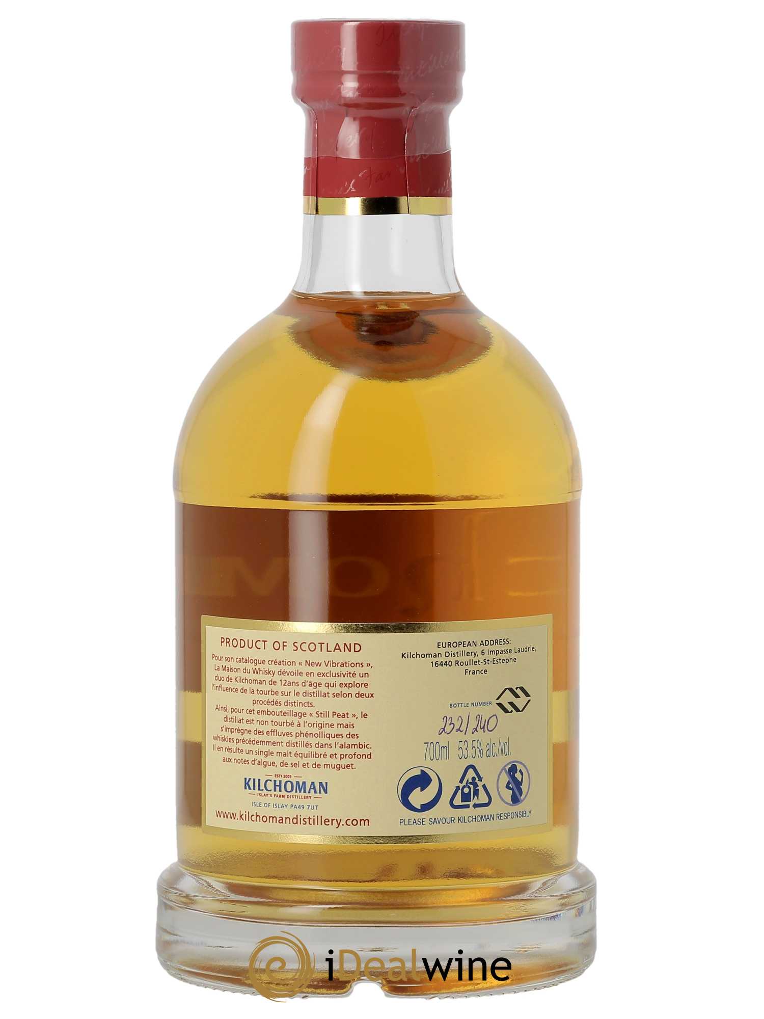 Whisky Kilchoman 100% Islay Still Peat Bourbon Barrel Single Cask   - Lot de 1 Bouteille