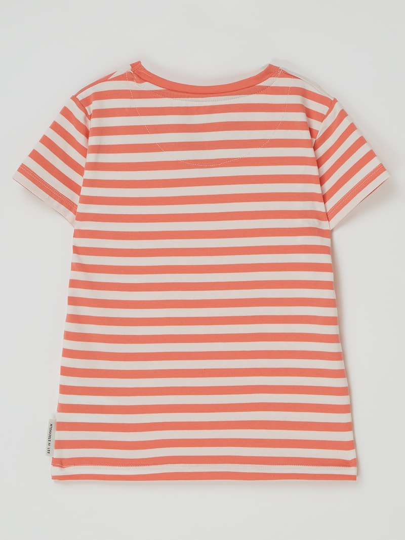 T-Shirt mit Streifenmuster in koralle