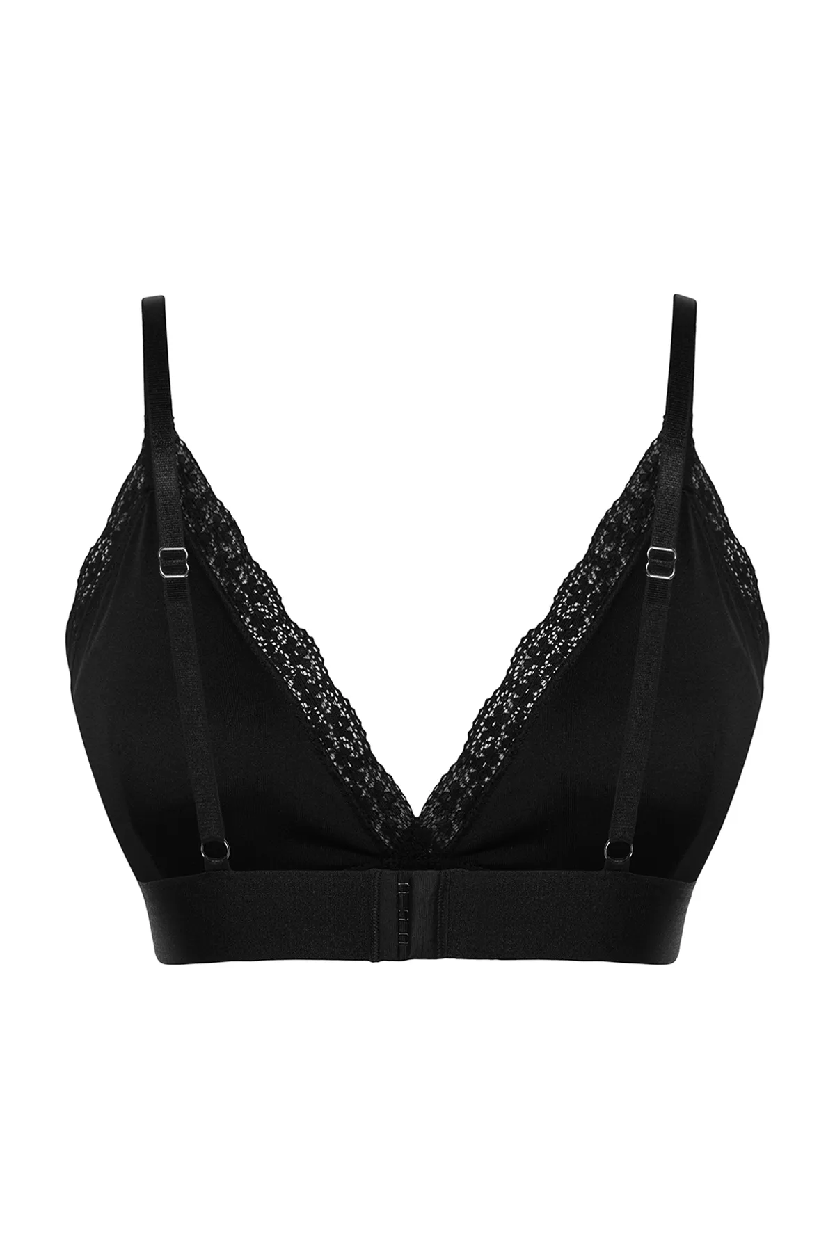 Trendyol Collection  Schwarzer Strick-Bralette-BH mit Spitzendetail aus Polyamid und überzogenen Seilträgern THMAW24SU00011