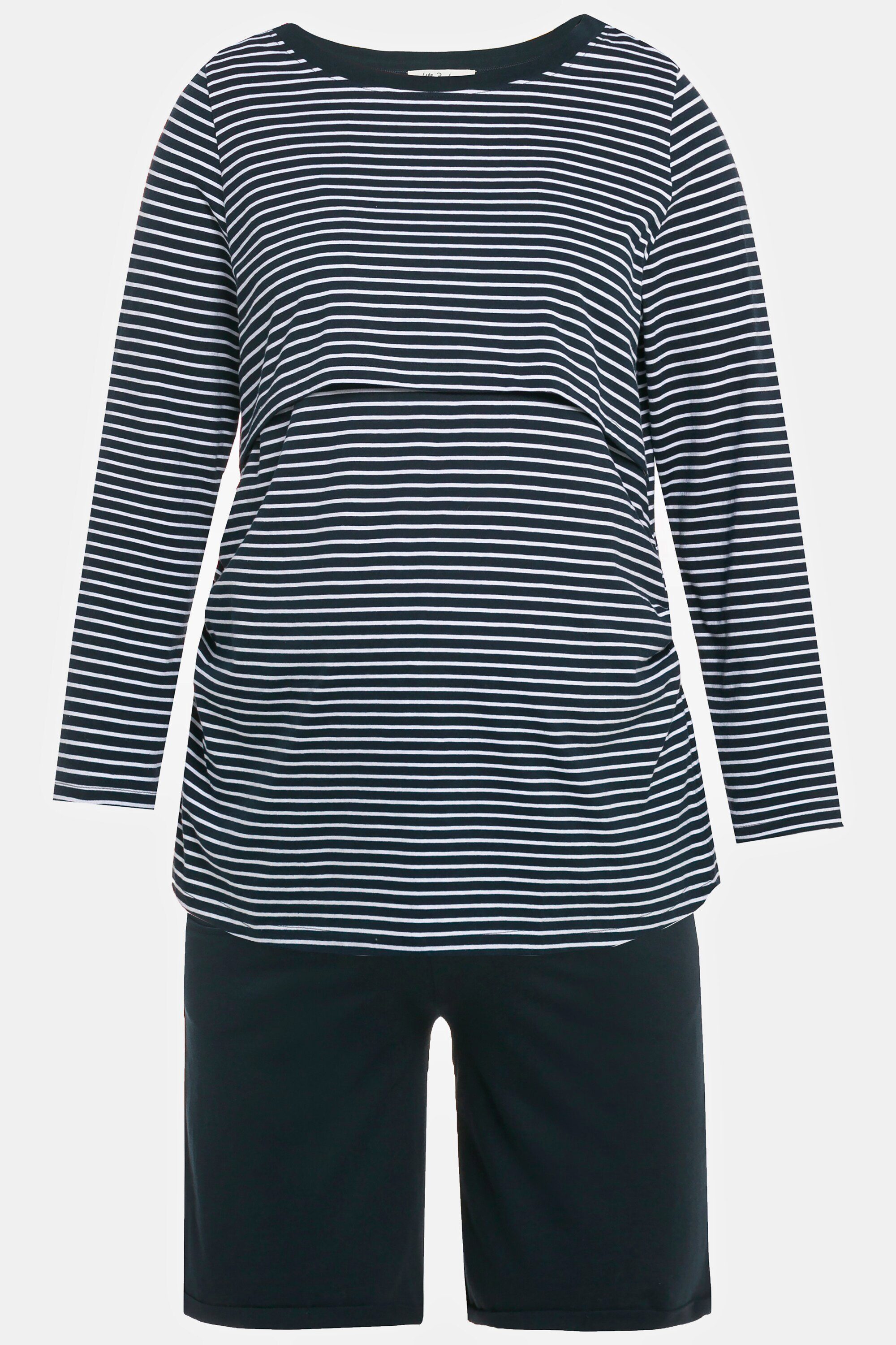 Ulla Popken Umstandspyjama Bellieva-Pyjama Stillfunktion 3/4-Arm Biobaumwolle