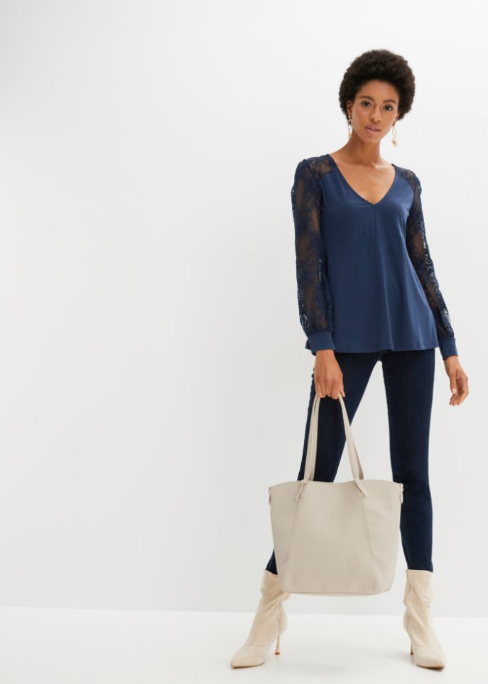 Langarmshirt mit Spitze
