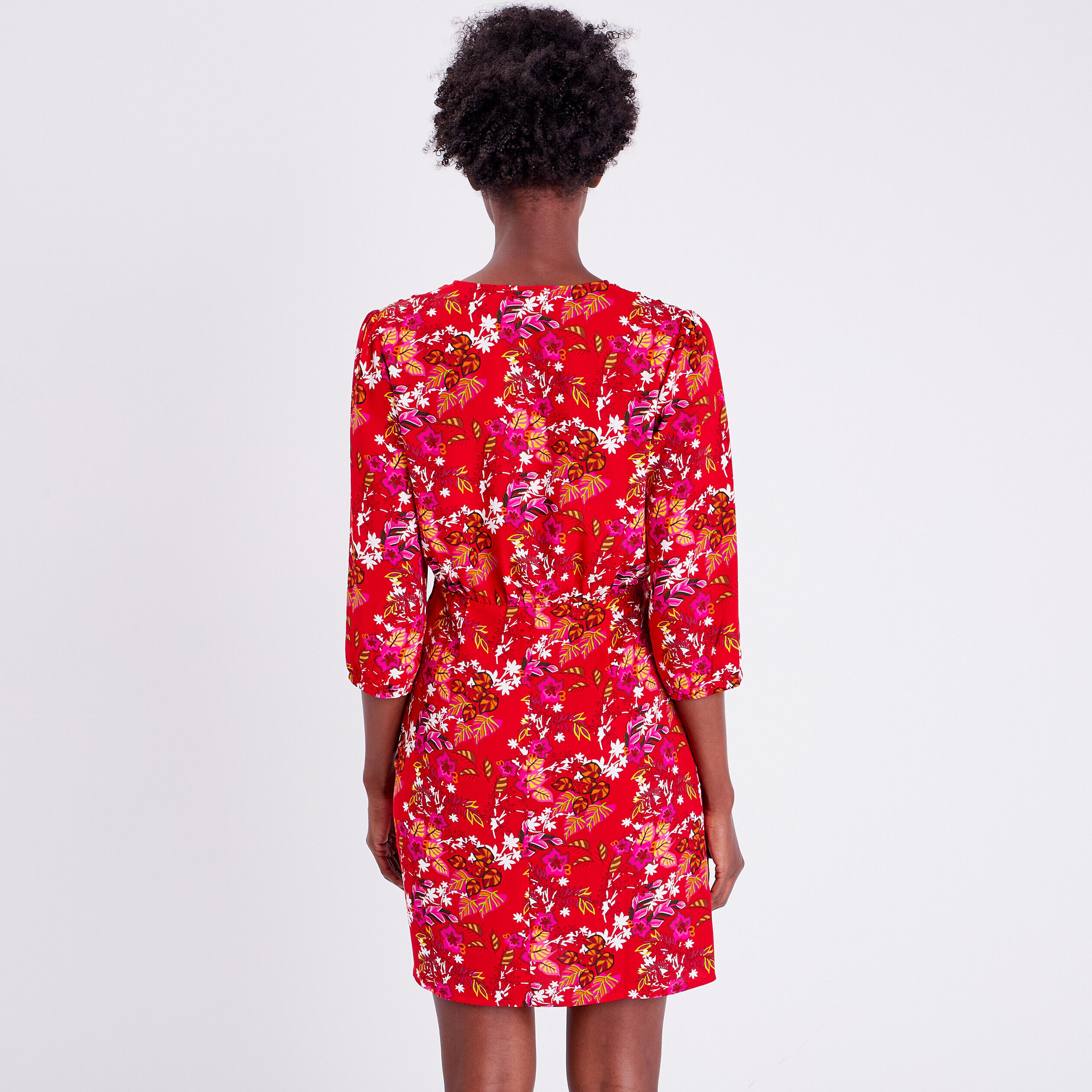 Robe droite manches 3/4 rouge femme | Cache Cache
