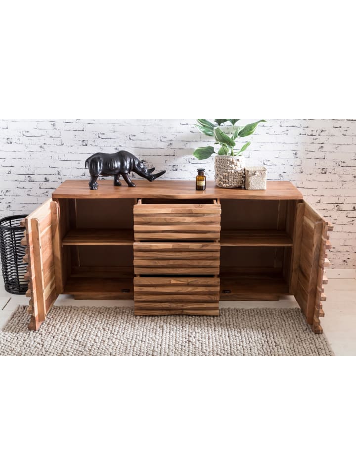 KADIMA DESIGN Sideboard 160 x 75 x 43 cm Massiv-Holz Natur Baumkante Anrichte günstig kaufen onesize