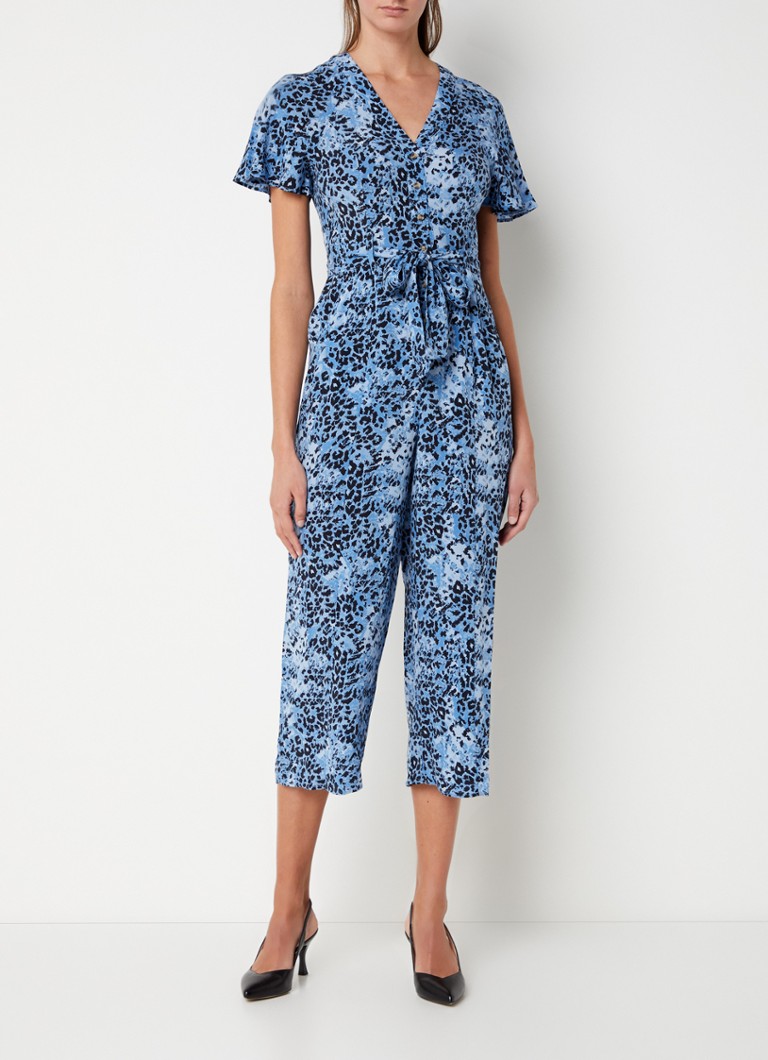 Whistles Jemma loose-fit jumpsuit with tie belt and animal print