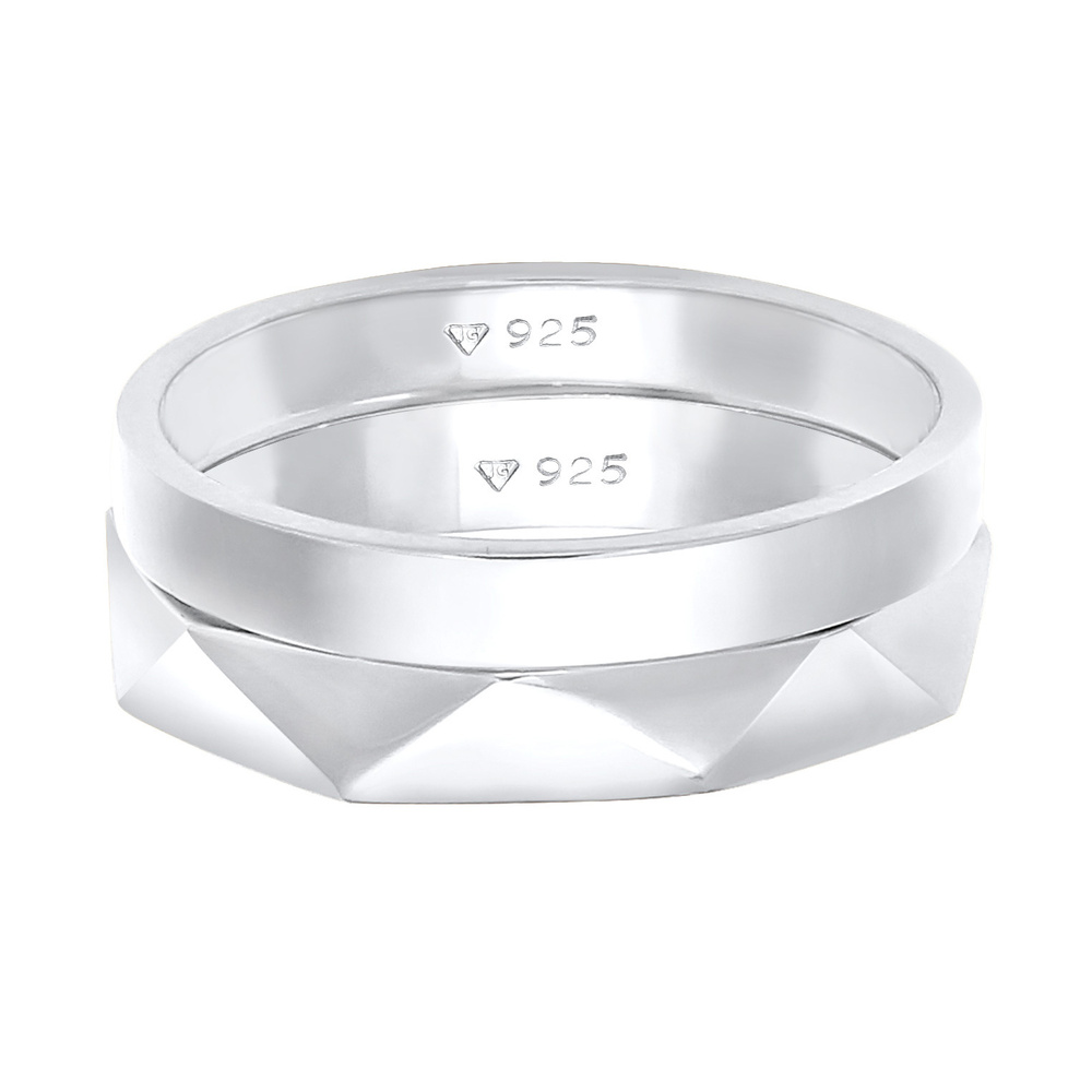 Elli Elli Bague pour dames  Hexagone de base martelé en 925/1000 argent massif Bague