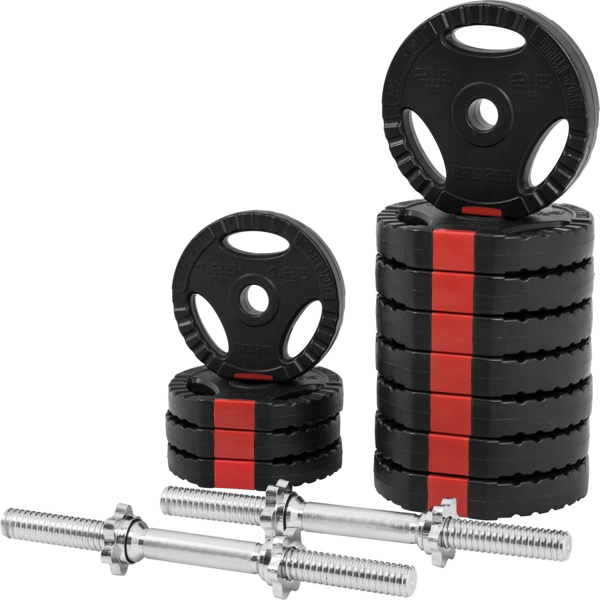 GORILLA SPORTS Hantel-Set Kurzhantelset Kunststoff Gripper 30 kg