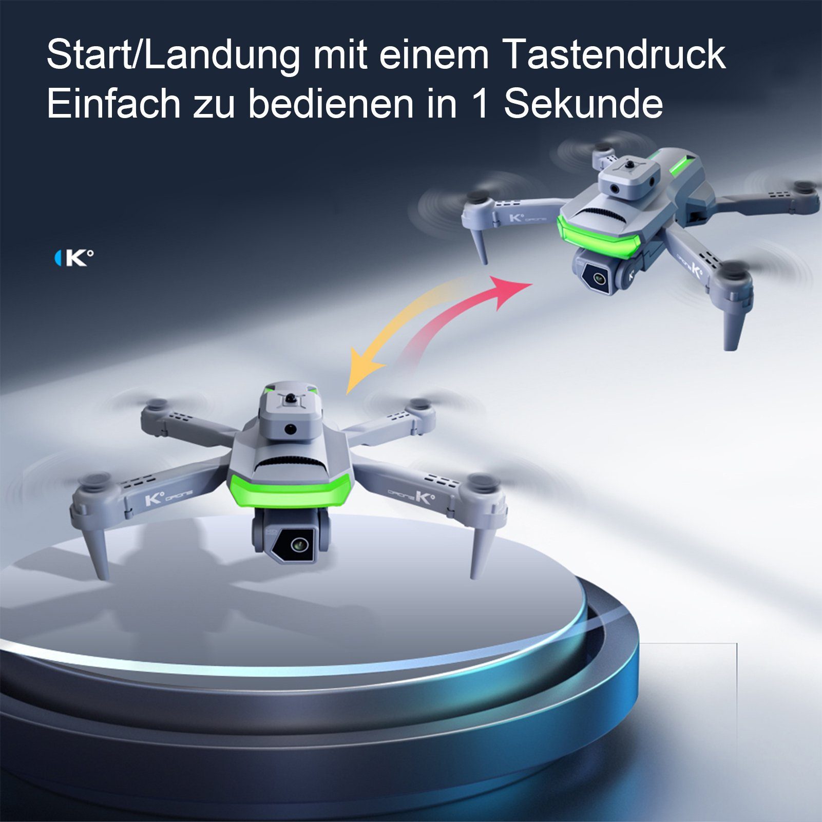 PENGBU RC Drohne mit Kamera HD 4K, RC Faltbare FPV Drohnen für Erwachsene Spielzeug-Drohne (4K, Set, Komplettset, Drone für Kinder Anfänger, 2 Akku Lange Flugzeit)