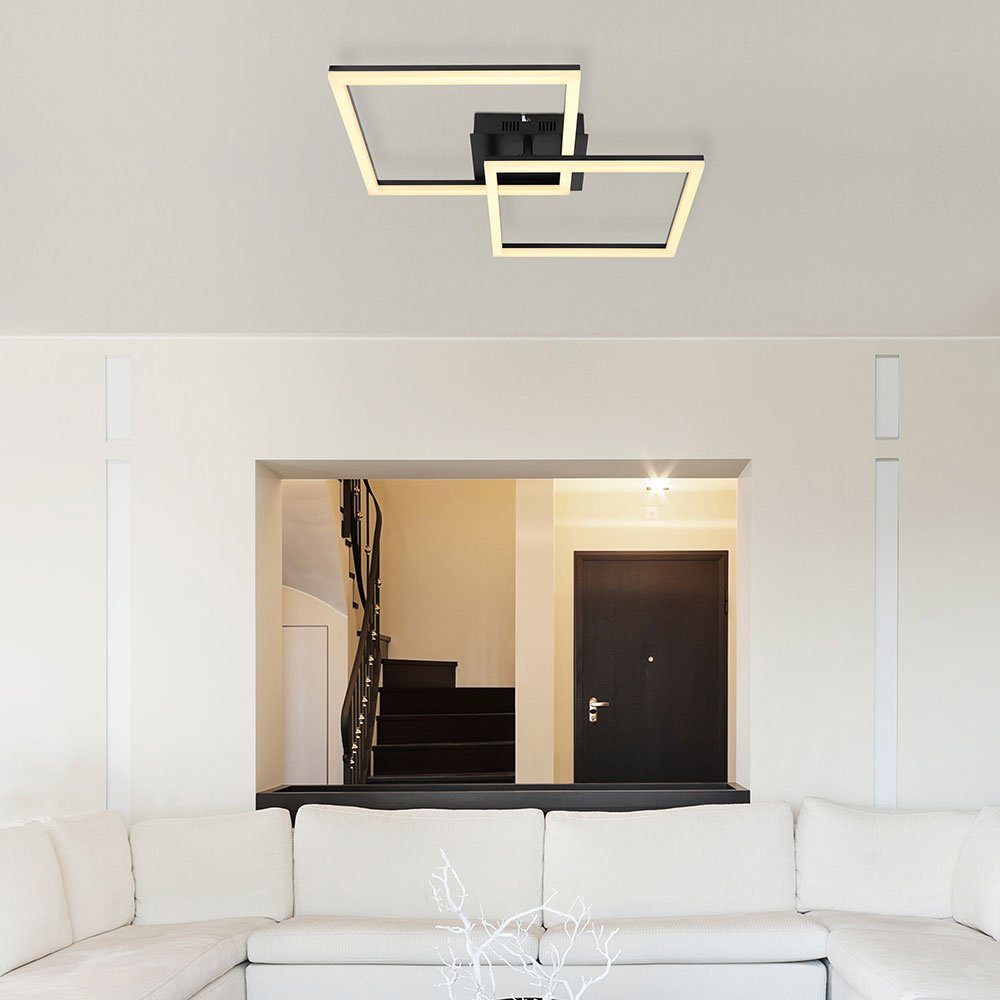 etc-shop LED Deckenleuchte, LED-Leuchtmittel fest verbaut, Warmweiß, Deckenlampe eckig LED Schlafzimmer Deckenleuchte ausgefallen Designer
