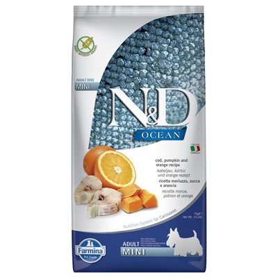 Farmina N&D Ocean Adult Mini mit Kabeljau, Kürbis und Orange