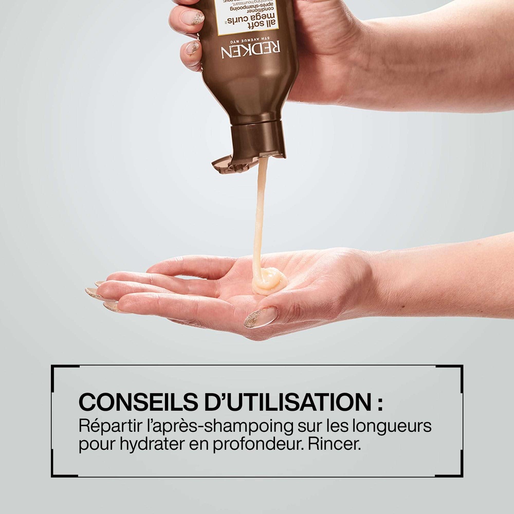 Redken All Soft Mega Curls Après-Shampoing nourrissant pour cheveux très secs, bouclés à crépus