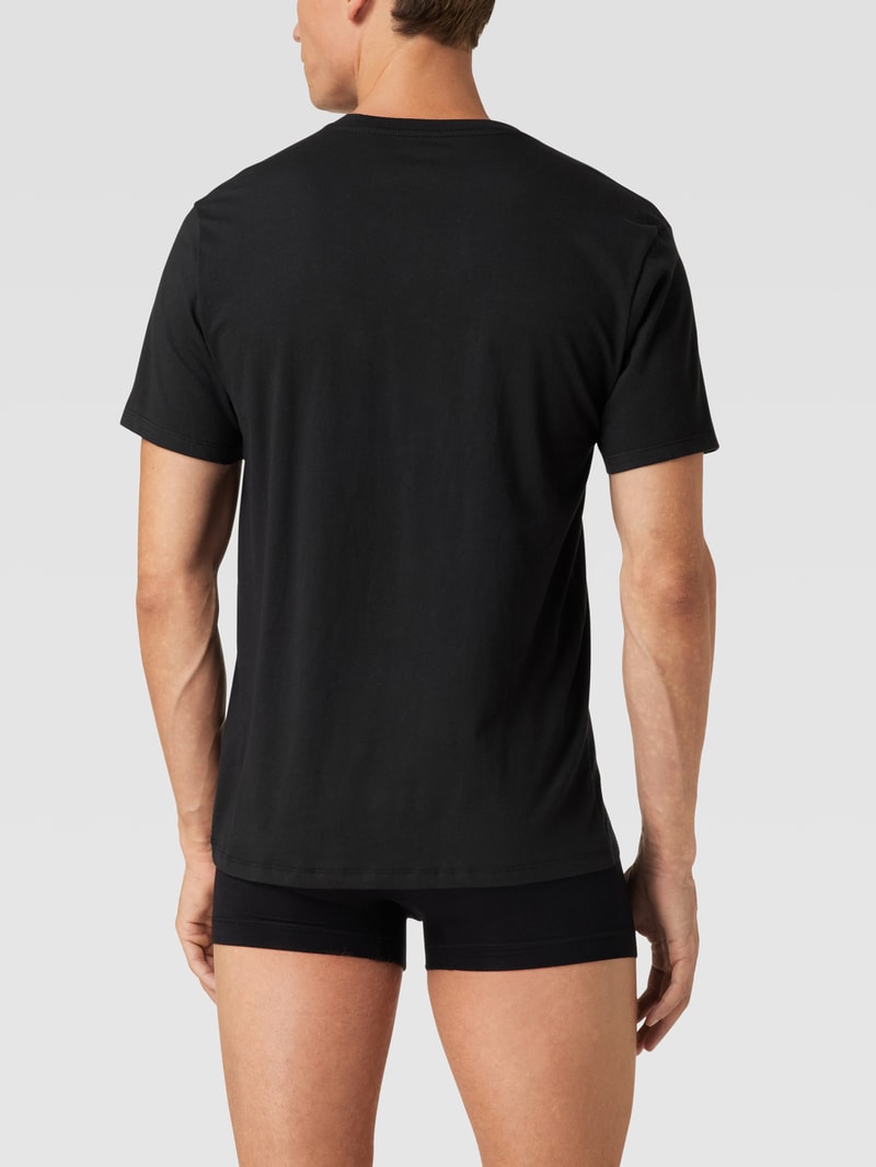 T-Shirt mit V-Ausschnitt im 3er-Pack Modell 'PERFORMANCE COTTON' in schwarz