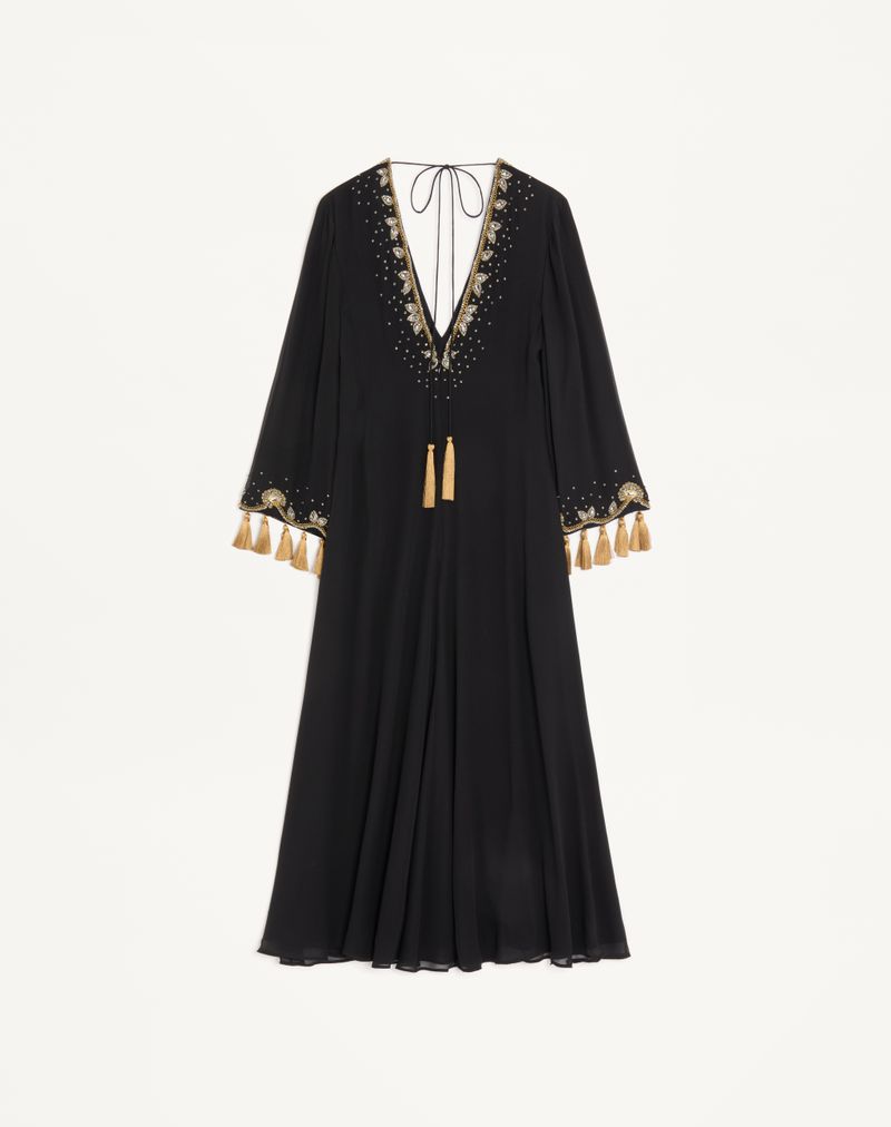 Vestido midi de georgette leve bordado