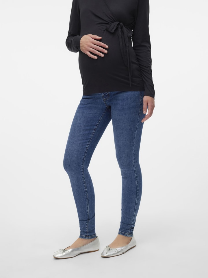 Vero Moda Umstandsjeans mit Skinny Fit in Medium Blue Denim günstig kaufen