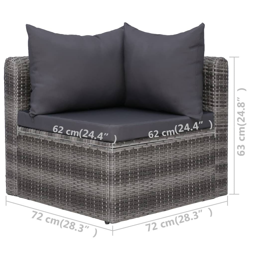 vidaXL Loungesofa Garten-Ecksofas 2 Stk. Grau Poly Rattan, 2 Teile