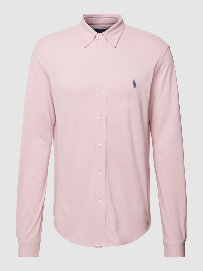 Regular Fit Freizeithemd mit Logo-Stitching in rosé