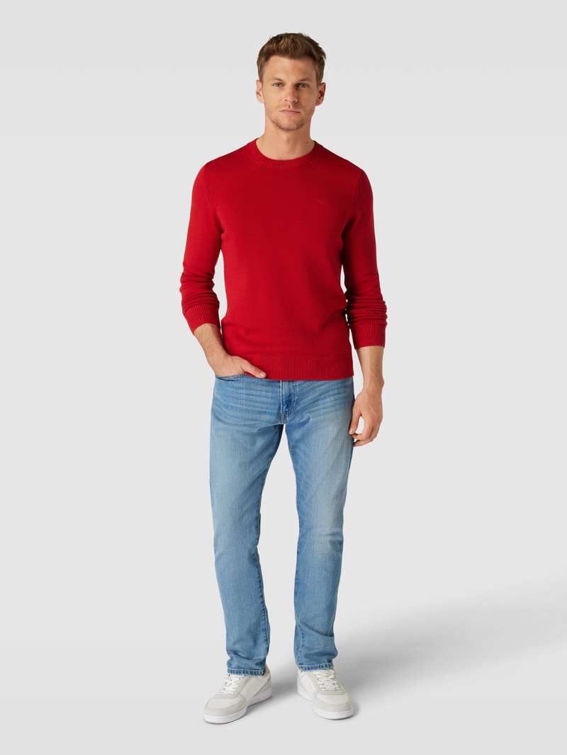 Strickpullover mit Label-Stitching in rot