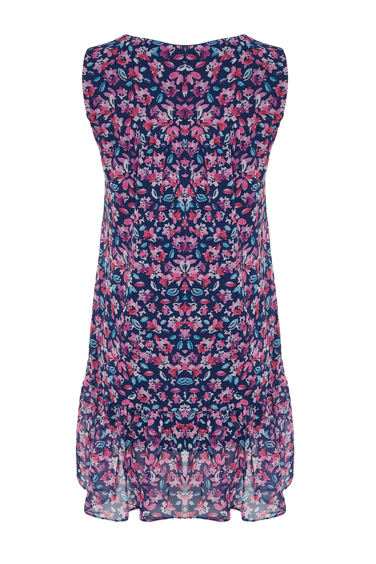 Trendyol Collection  Lila, gerade geschnittenes, gewebtes, gefüttertes, floral gemustertes Minikleid TWOSS20EL2329