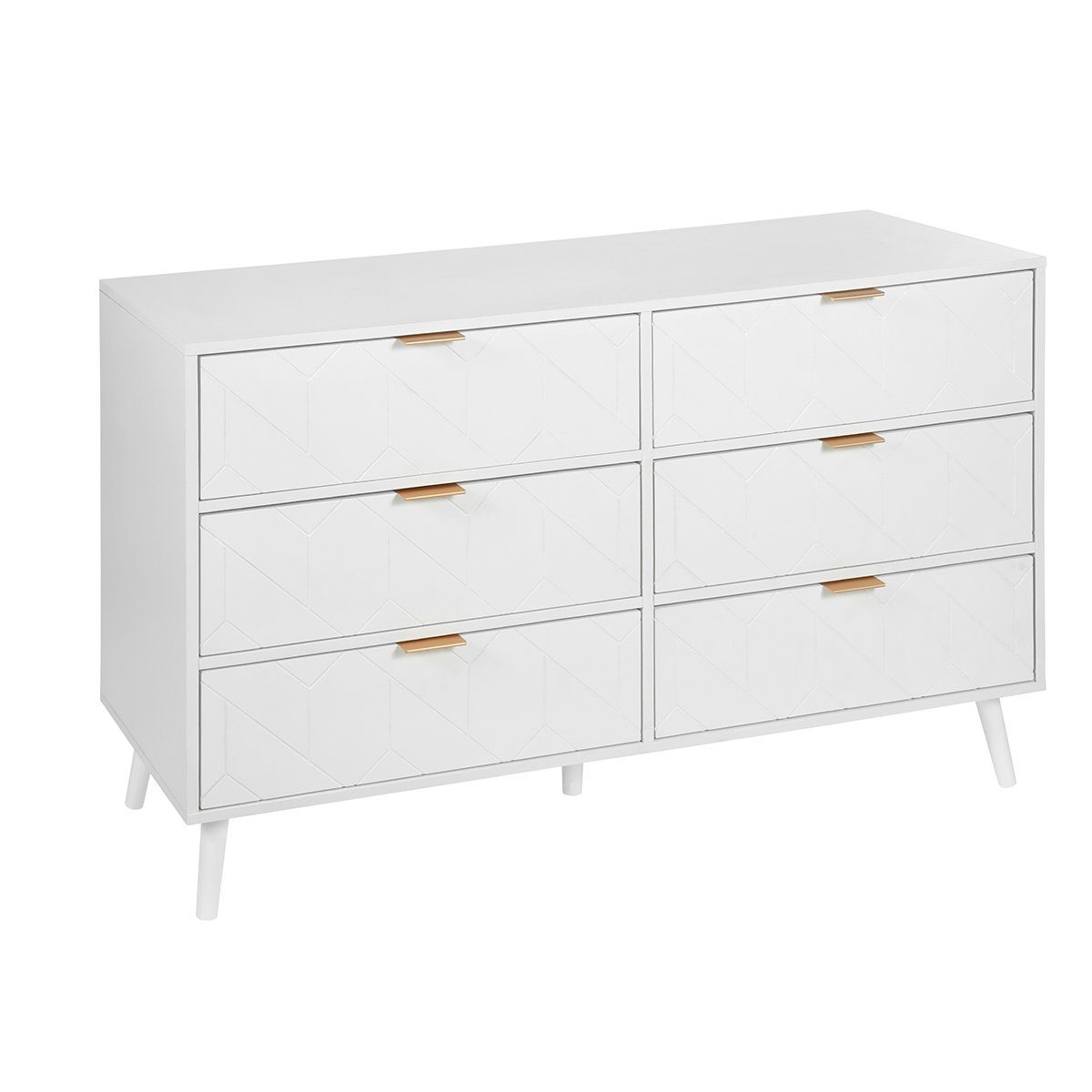PHOEBE CAT Sideboard (Kommode mit 6 Schubladen), Highboard für Schlafzimmer & alle Wohnräume, 120x39.5x80.5cm