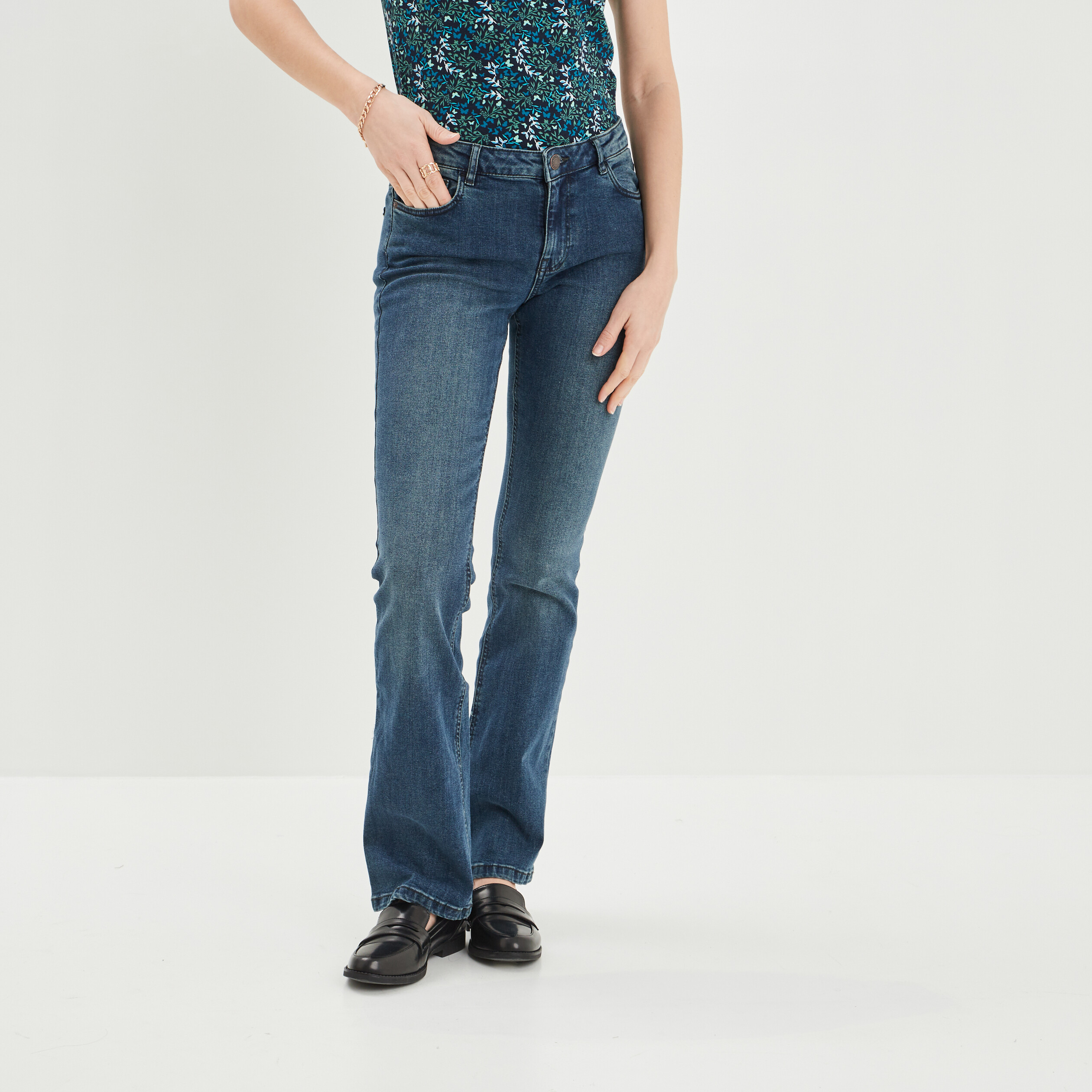 Jeans bootcut taille normale denim dirty femme | La Halle
