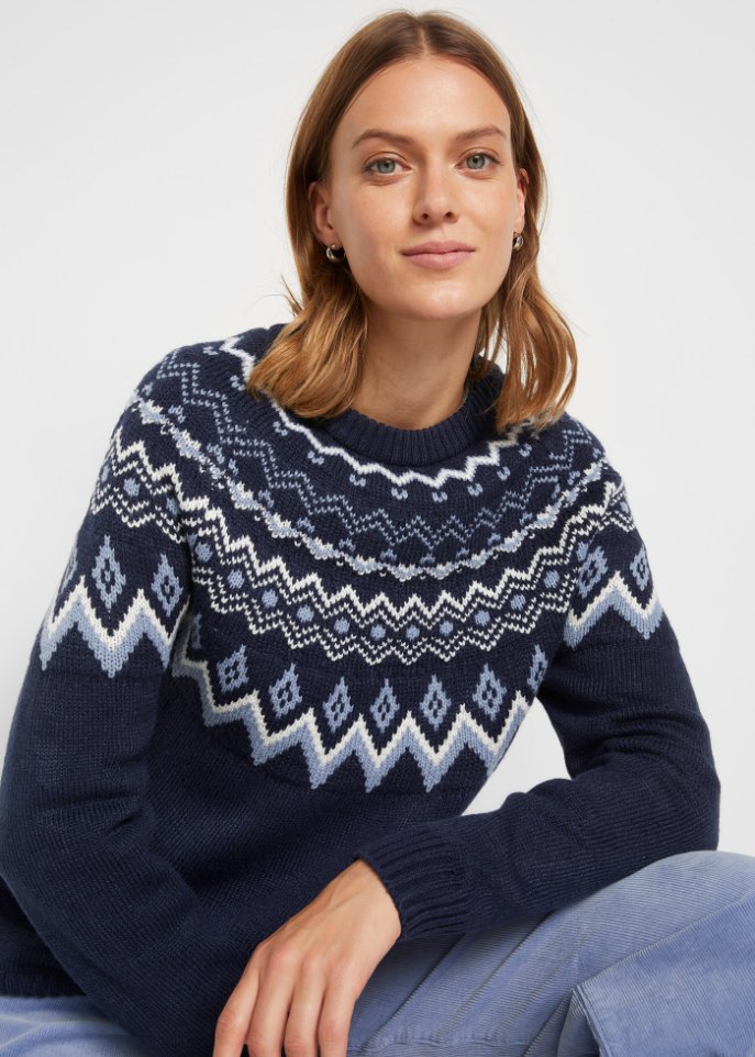Hochgeschlossener Norweger-Pullover