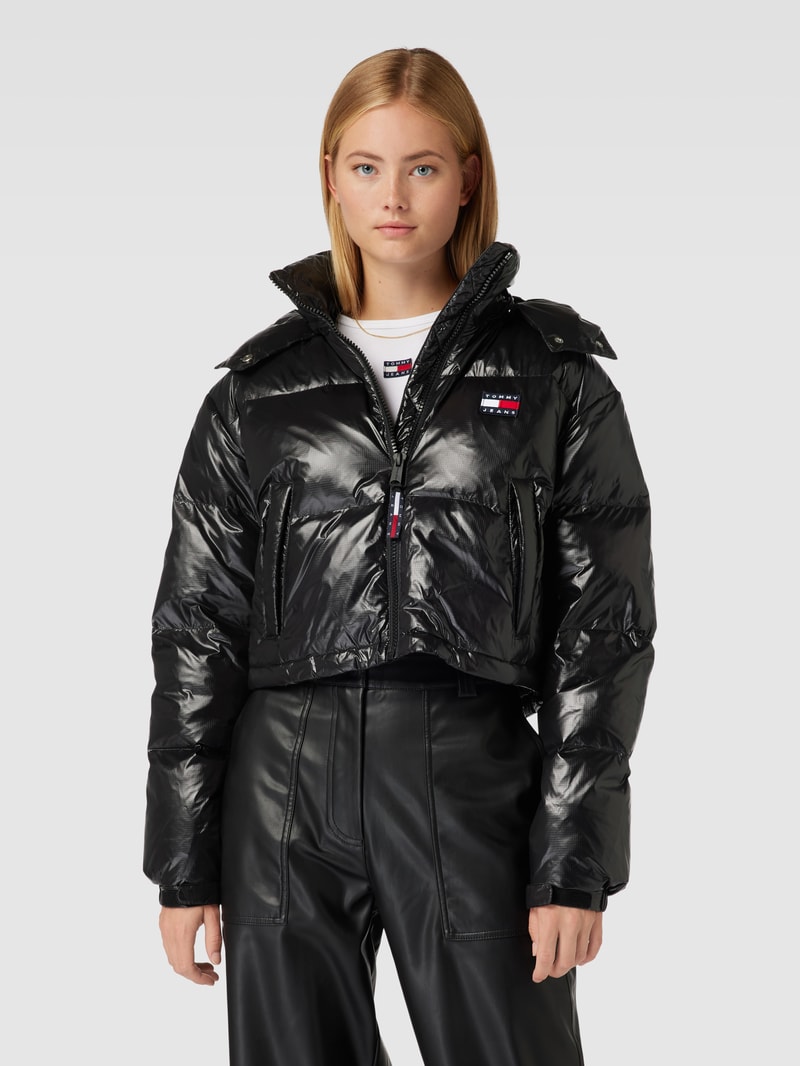 Cropped Daunenjacke mit Kapuze Modell 'ALASKA' in schwarz