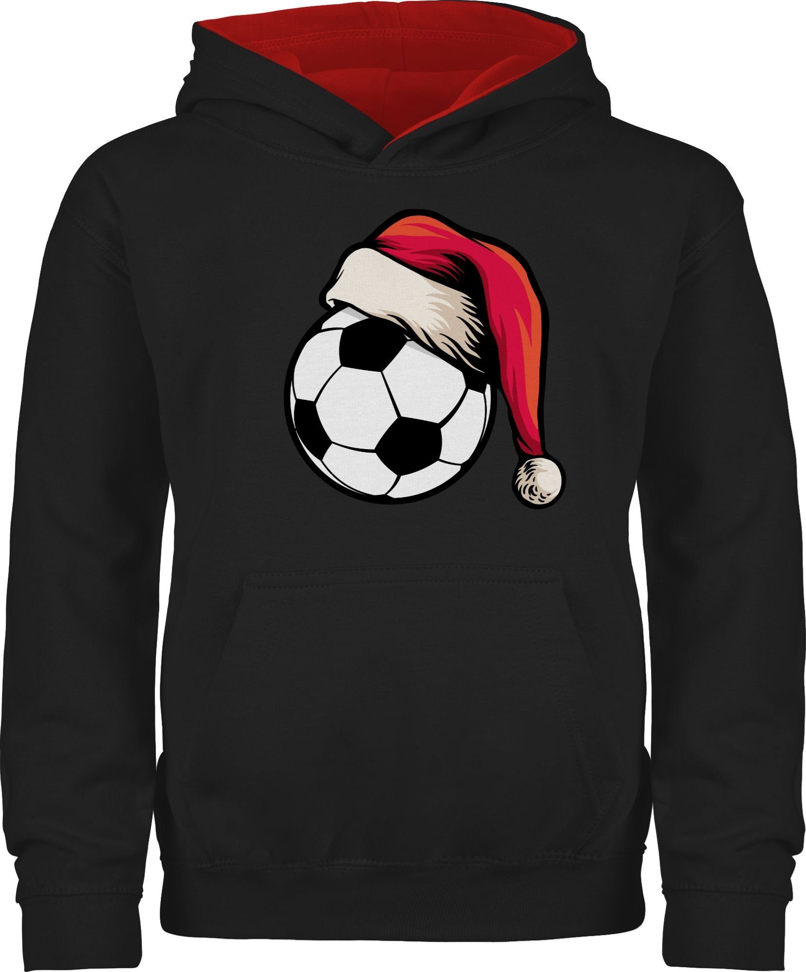 Shirtracer Hoodie Fußball mit Weihnachtsmütze Weihnachten Kleidung Kinder