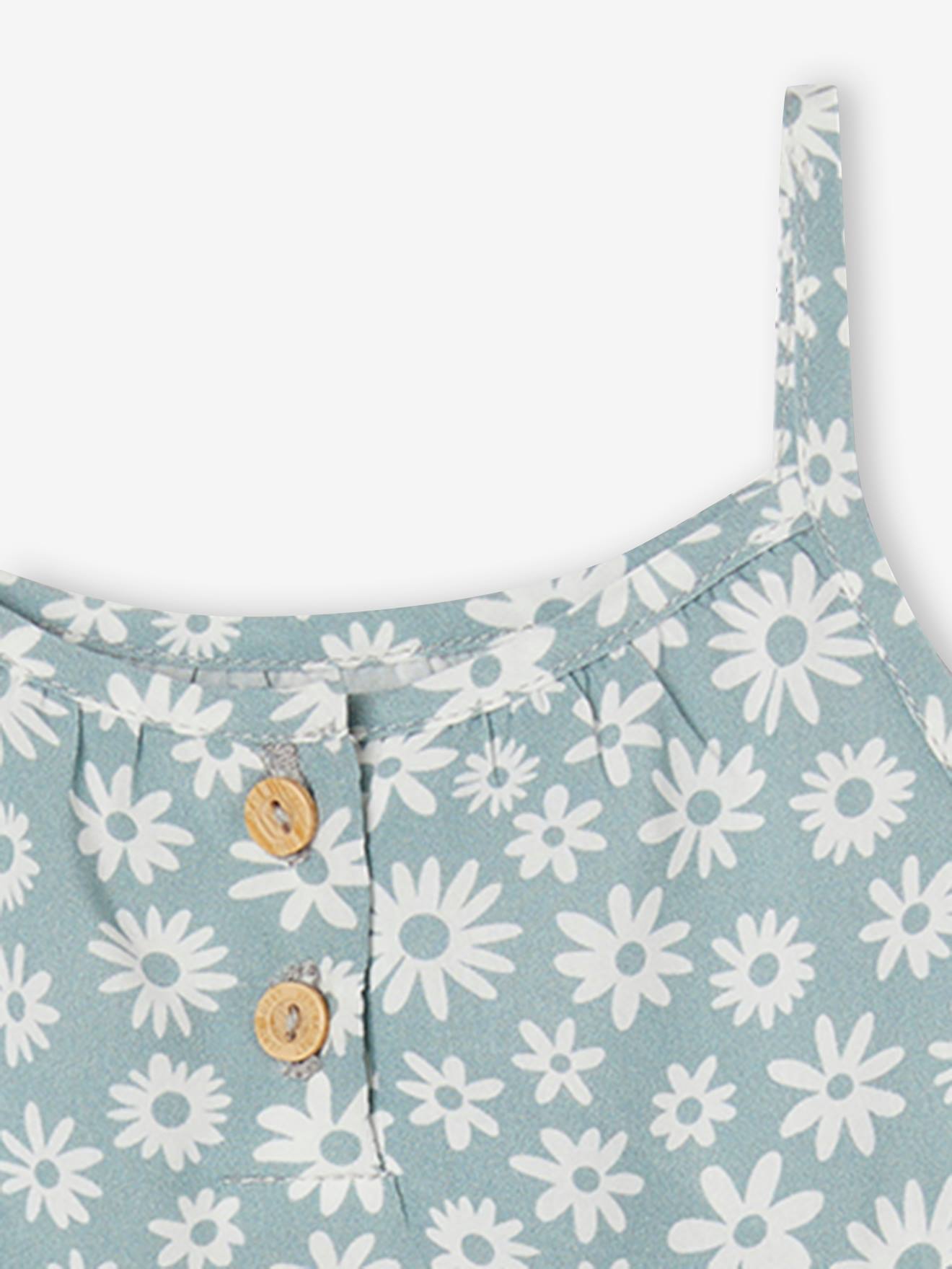 Robe fluide bébé à volants bleu grisé