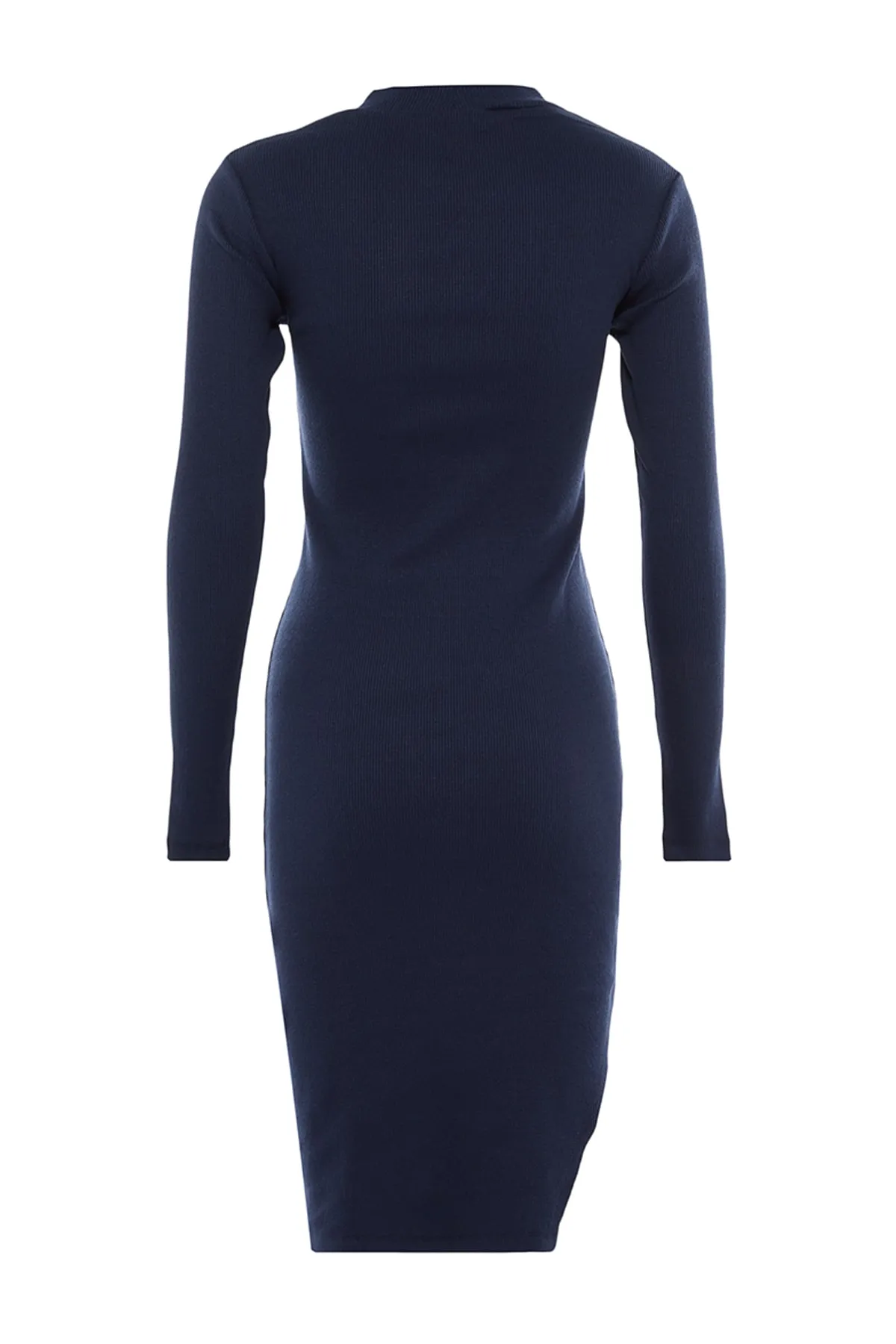 Trendyol Collection  Indigofarbenes, figurbetontes Strickkleid mit Ausschnitten und Ausschnitten TWOAW23EL00128