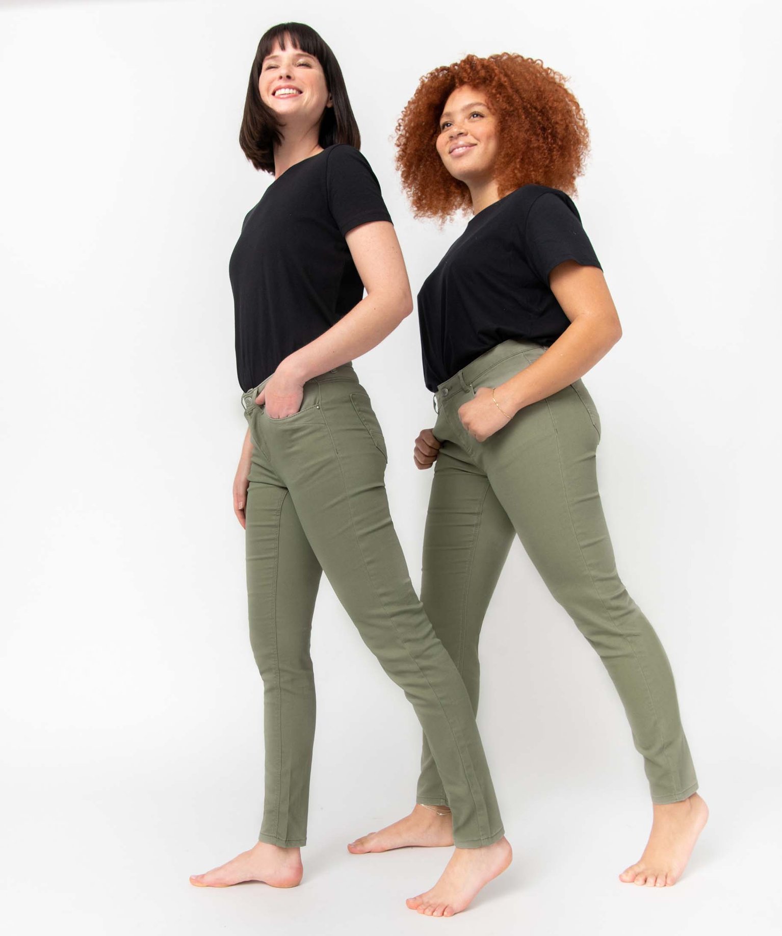 Pantalon femme coupe Slim taille normale vert clair | GEMO