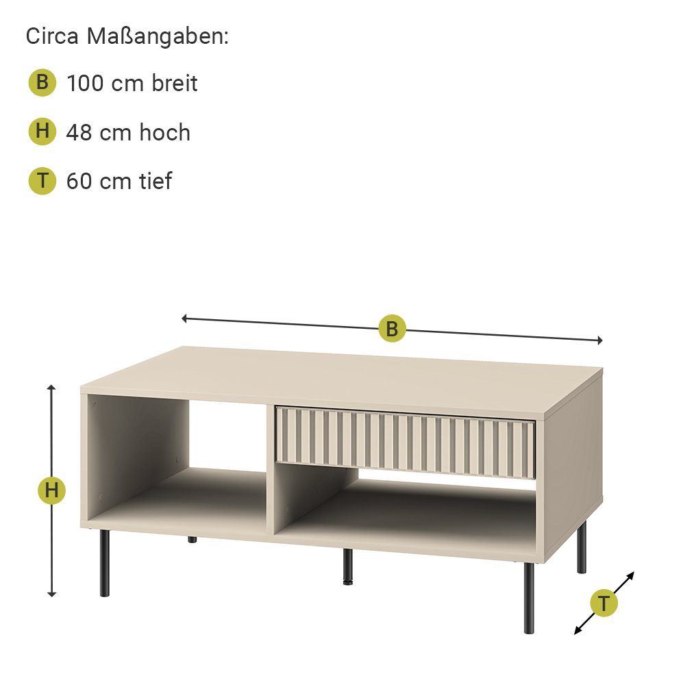 Lomadox Wohnwand SALOU-131, (3-St., 3-tlg), in kaschmir matt mit Glasfront und Softclose-Funktion