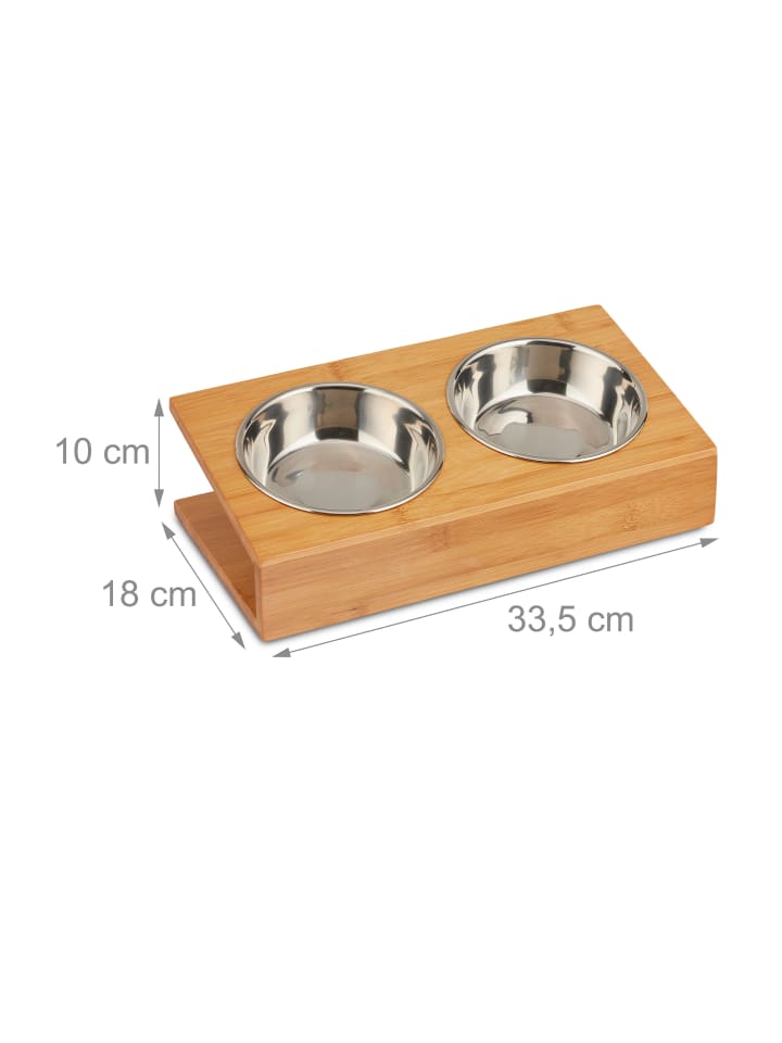 relaxdays Napfstation Doppelnapfin Natur günstig kaufen onesize