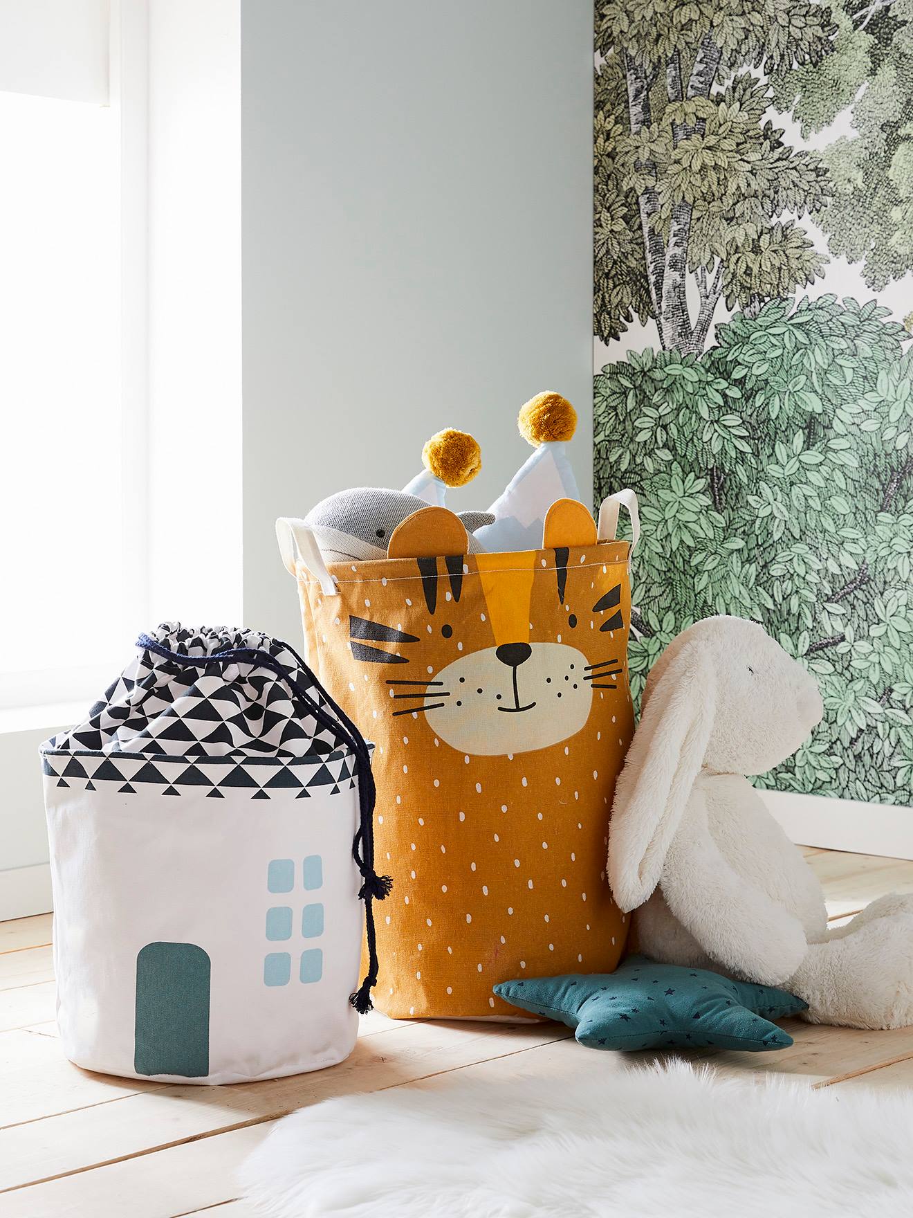 Panier de rangement Tigre jaune moutarde