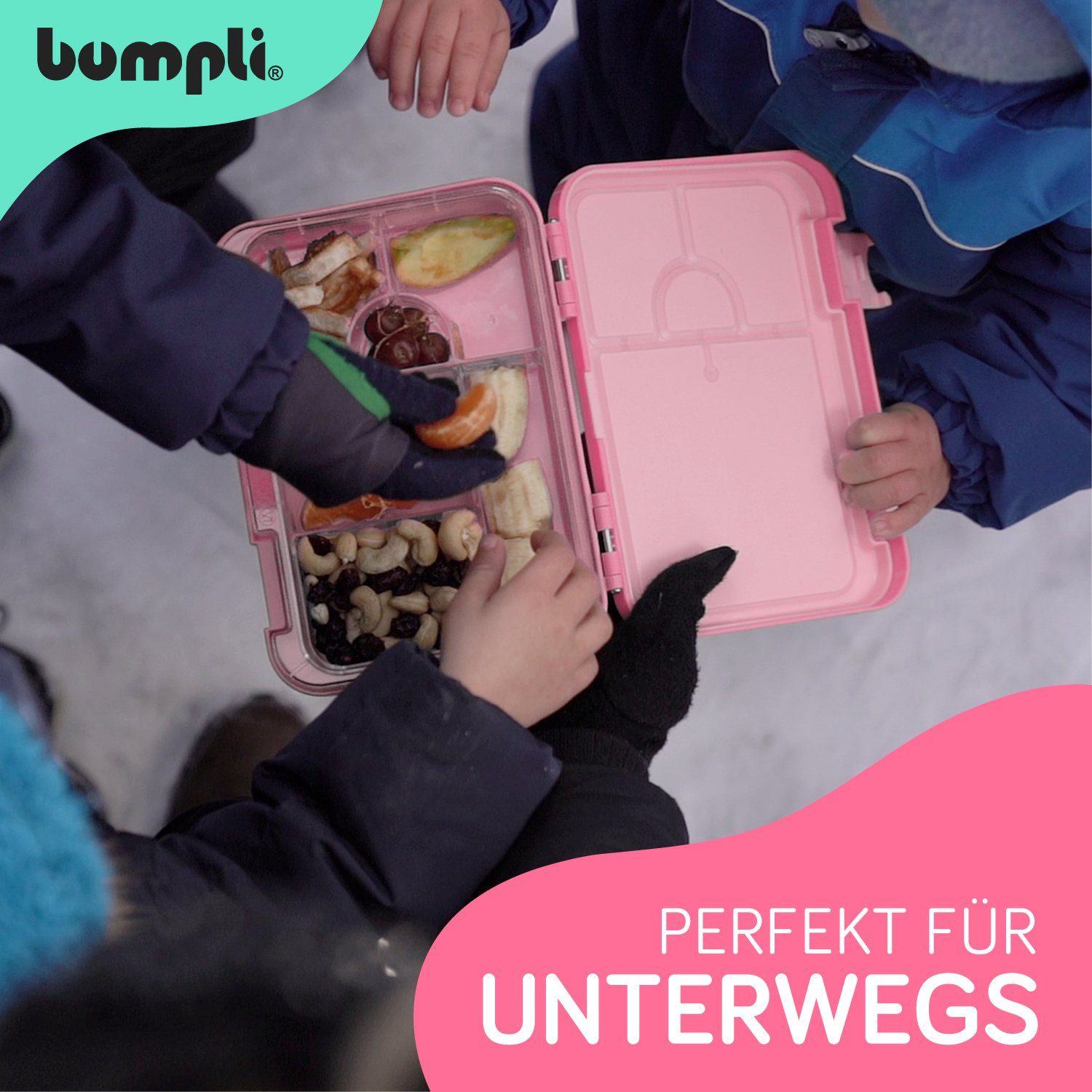 bumpli® Lunchbox 6 Fächer Kinder Brotdose Mit Motiven (6 Fächer) Brotbüchse, Vesperdose, Auslaufsicher & Kinderfreundliche Verriegelung