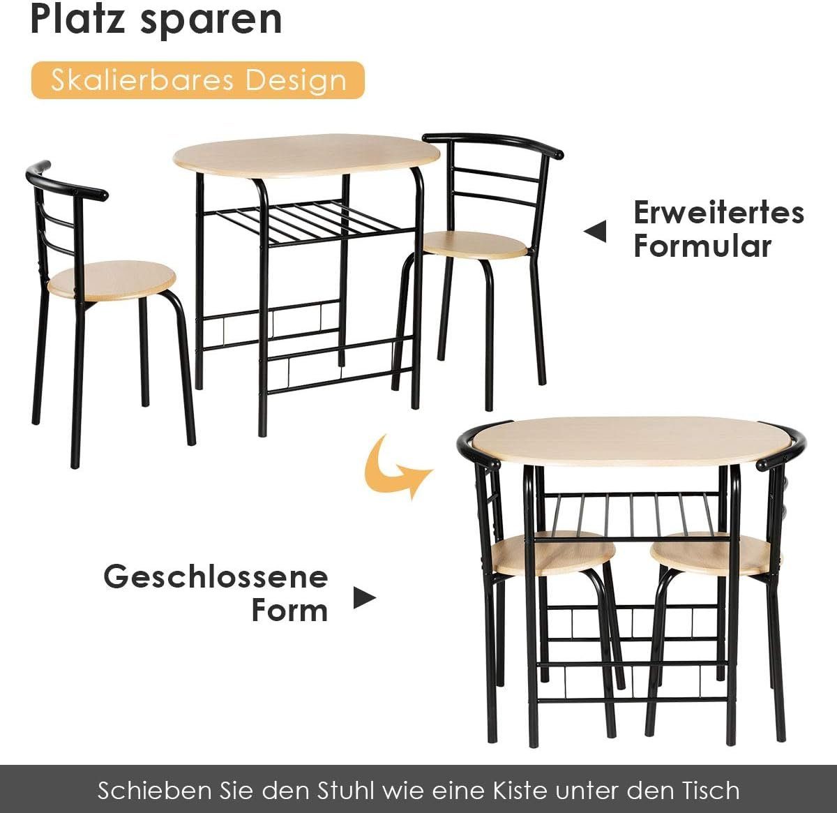 KOMFOTTEU Essgruppe Sitzgruppe, (Set, 3-tlg), Balkonset aus Holz