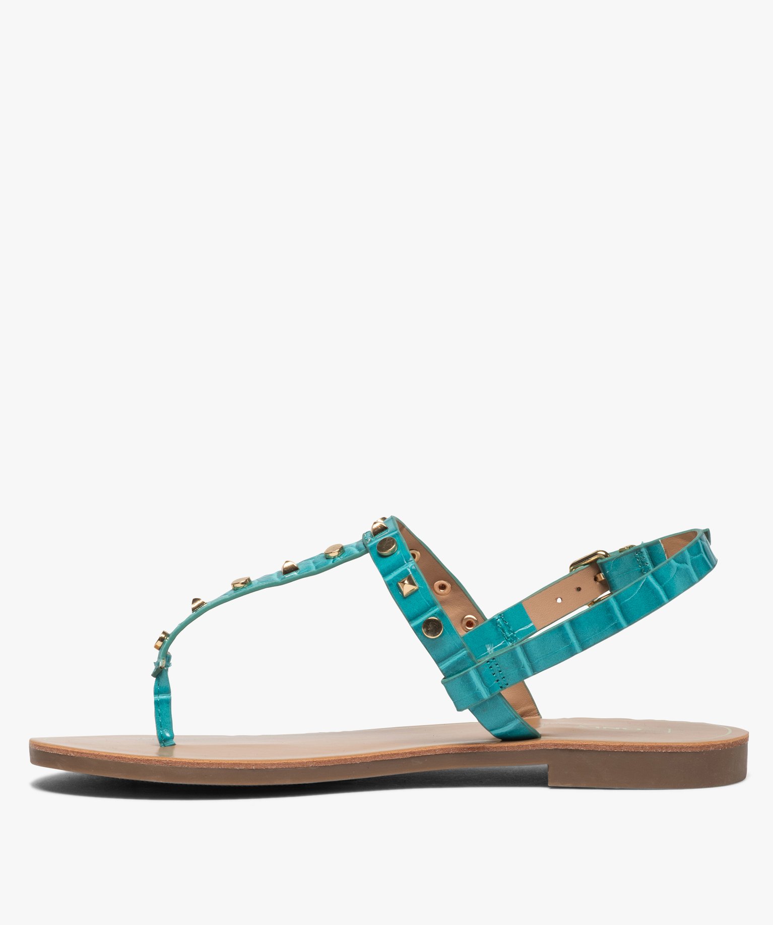 Sandales femme à entre-doigts avec clous décoratifs - Only bleu | GEMO