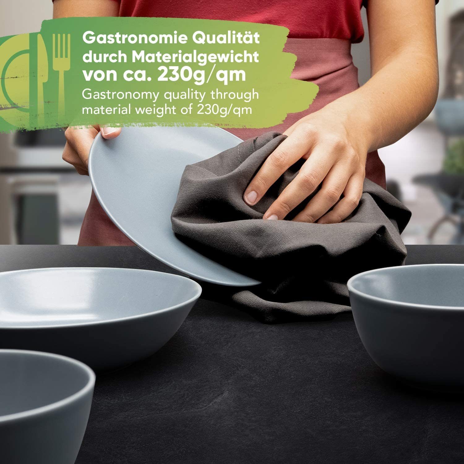 Loco Bird Geschirrtuch aus 100% Baumwolle, (Hochwertiges 4er Handtuch Set für die Küche, 45x75 cm einfarbig), Geschirrhandtücher zum Abtrocknen