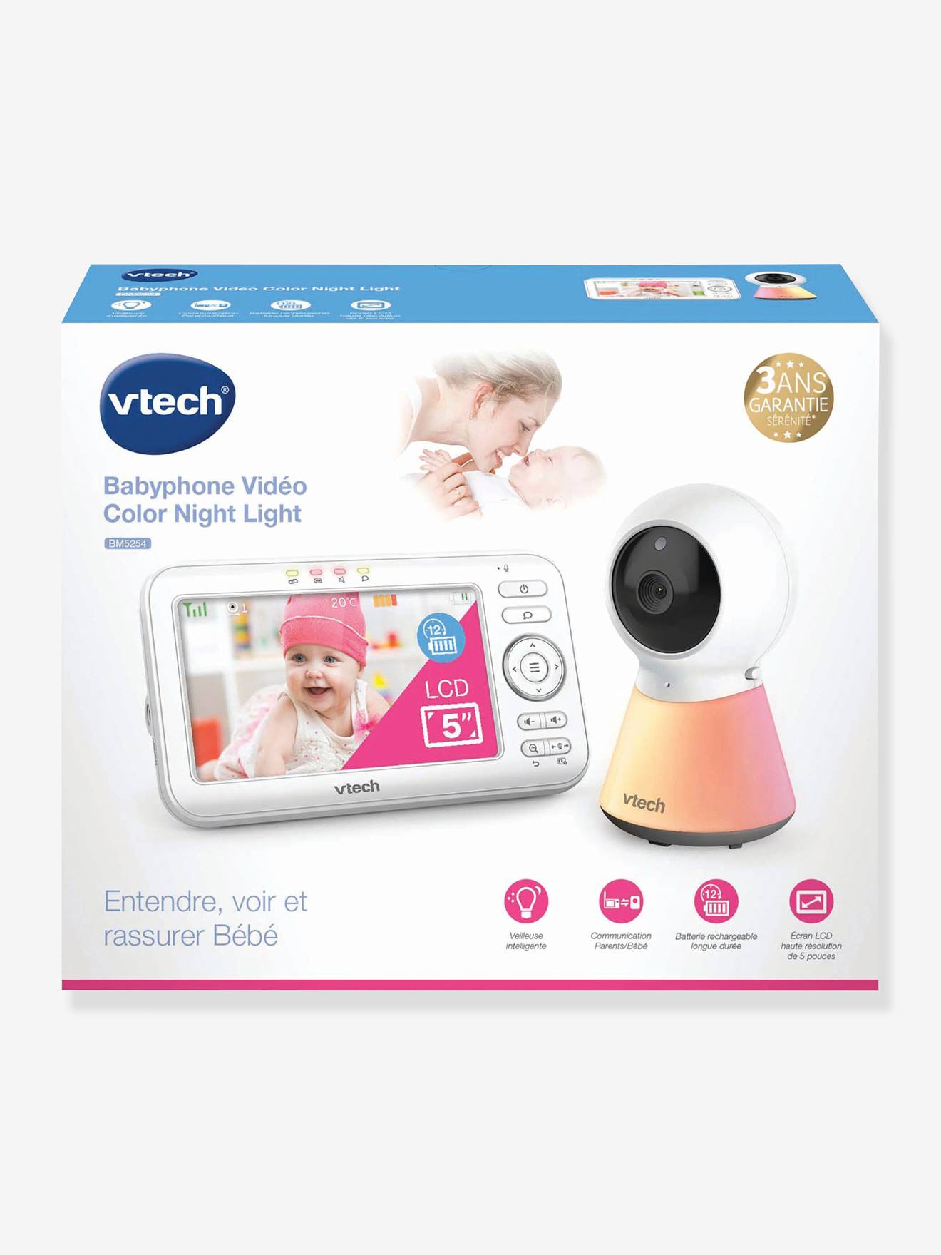 Babyphone vidéo Safe & Sound Vidéo Color Night Light BM5254 VTECH blanc
