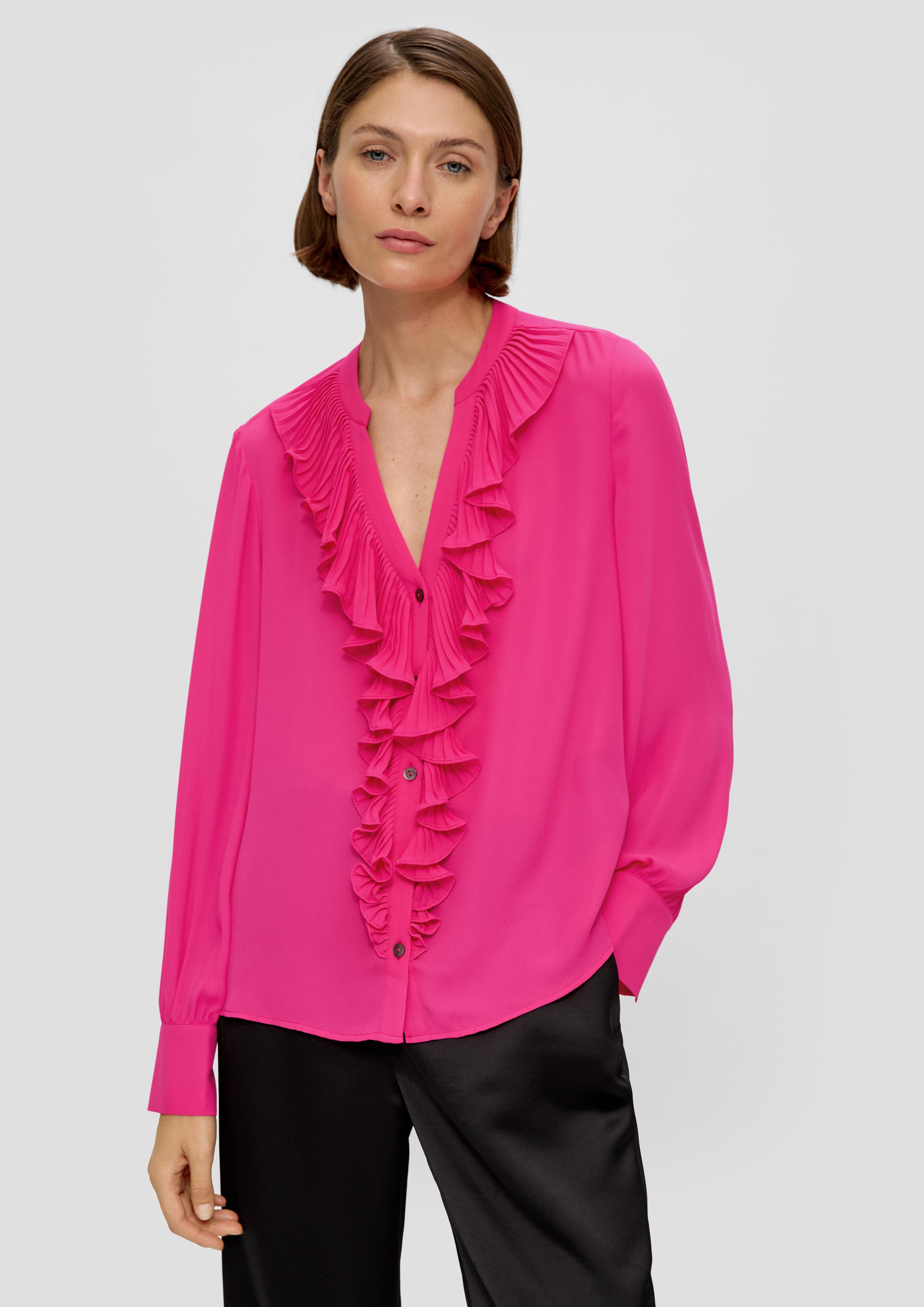 Crêpe-Bluse mit plissierten Volants  2139580-4528
