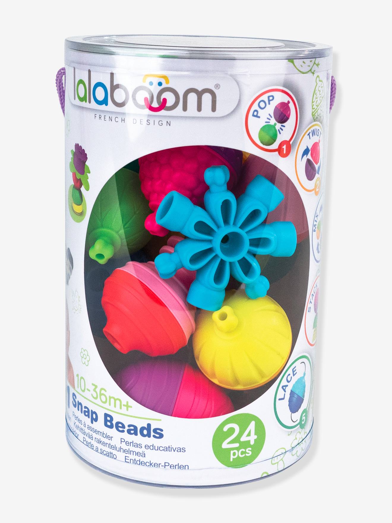 Baril de 24 perles éducative Lalaboom multicolore